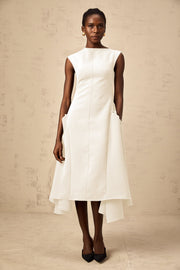 Jenifier white asymmetrical midi dress