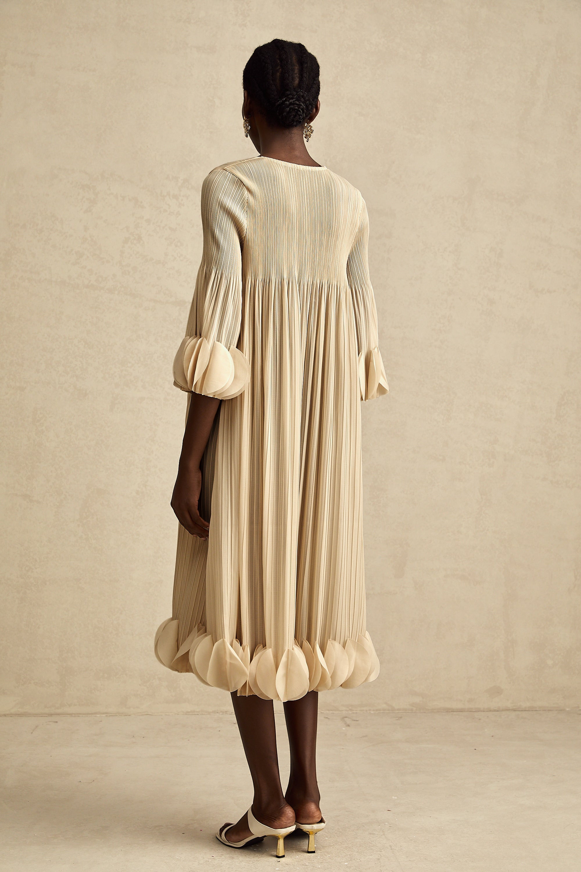 Alizée 3d-petal pleated midi dress (Final Sale)