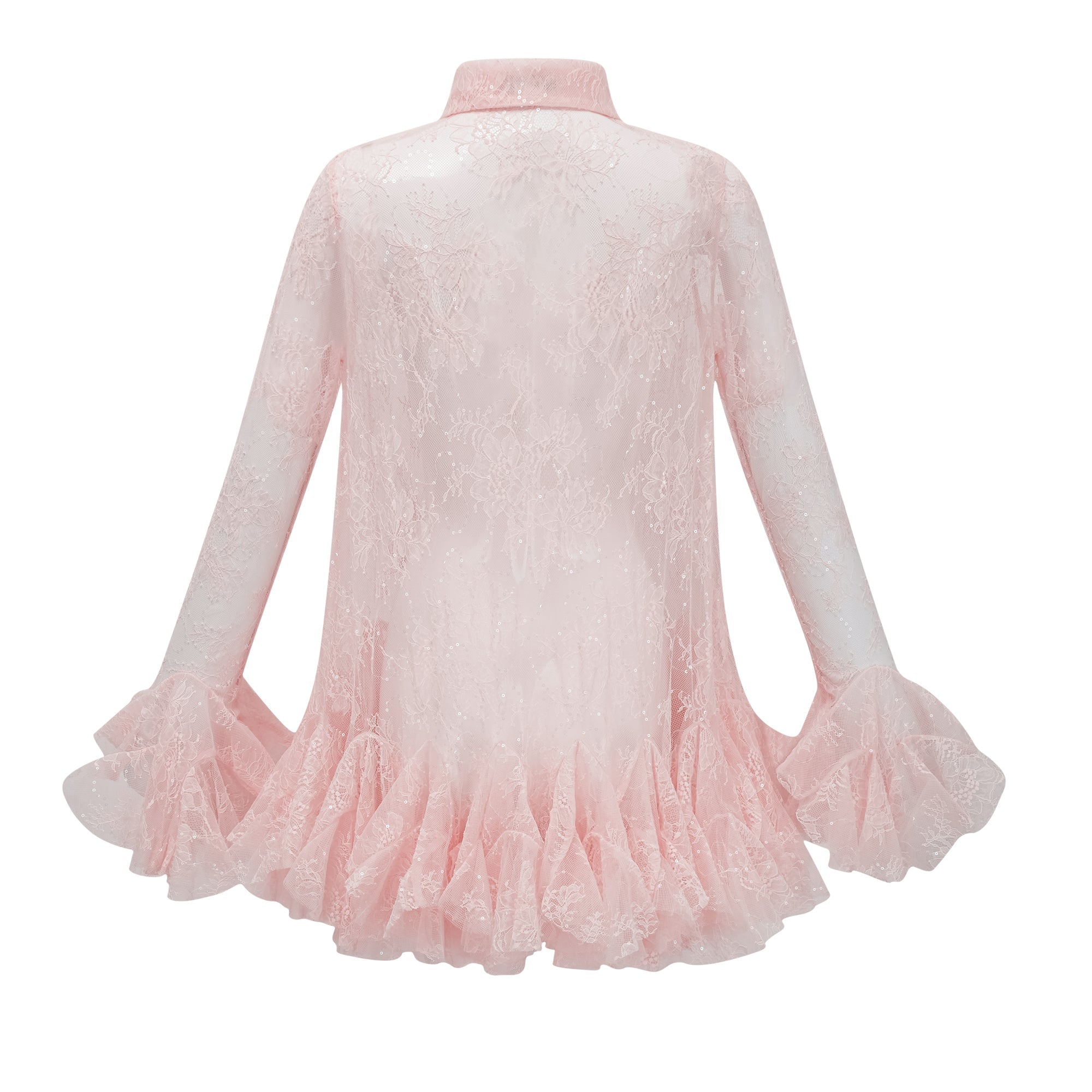 Ingrid Pink Peplum Floral Lace Blouse
