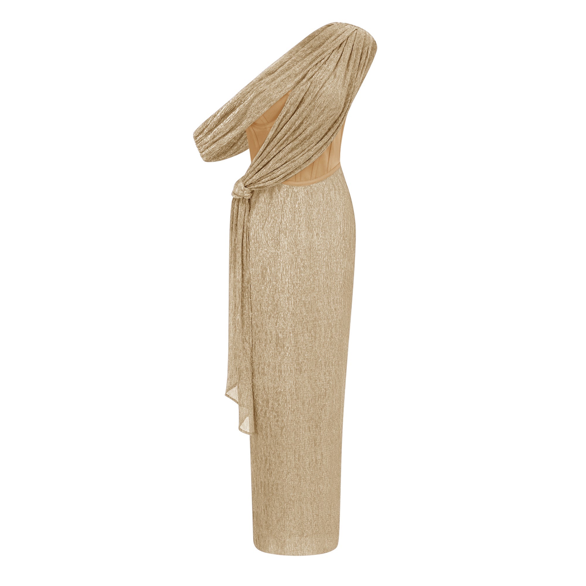Delphine ribbon-design corset maxi dress in Khaki