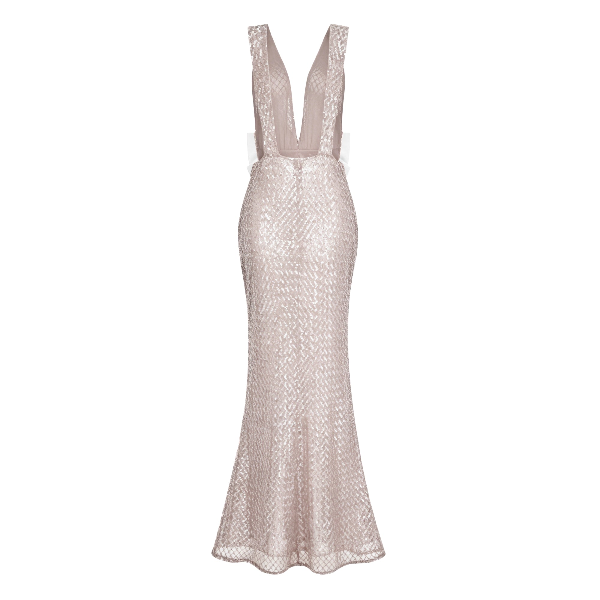 Raelynn White Deep V-Neck Bodycon Maxi Dress