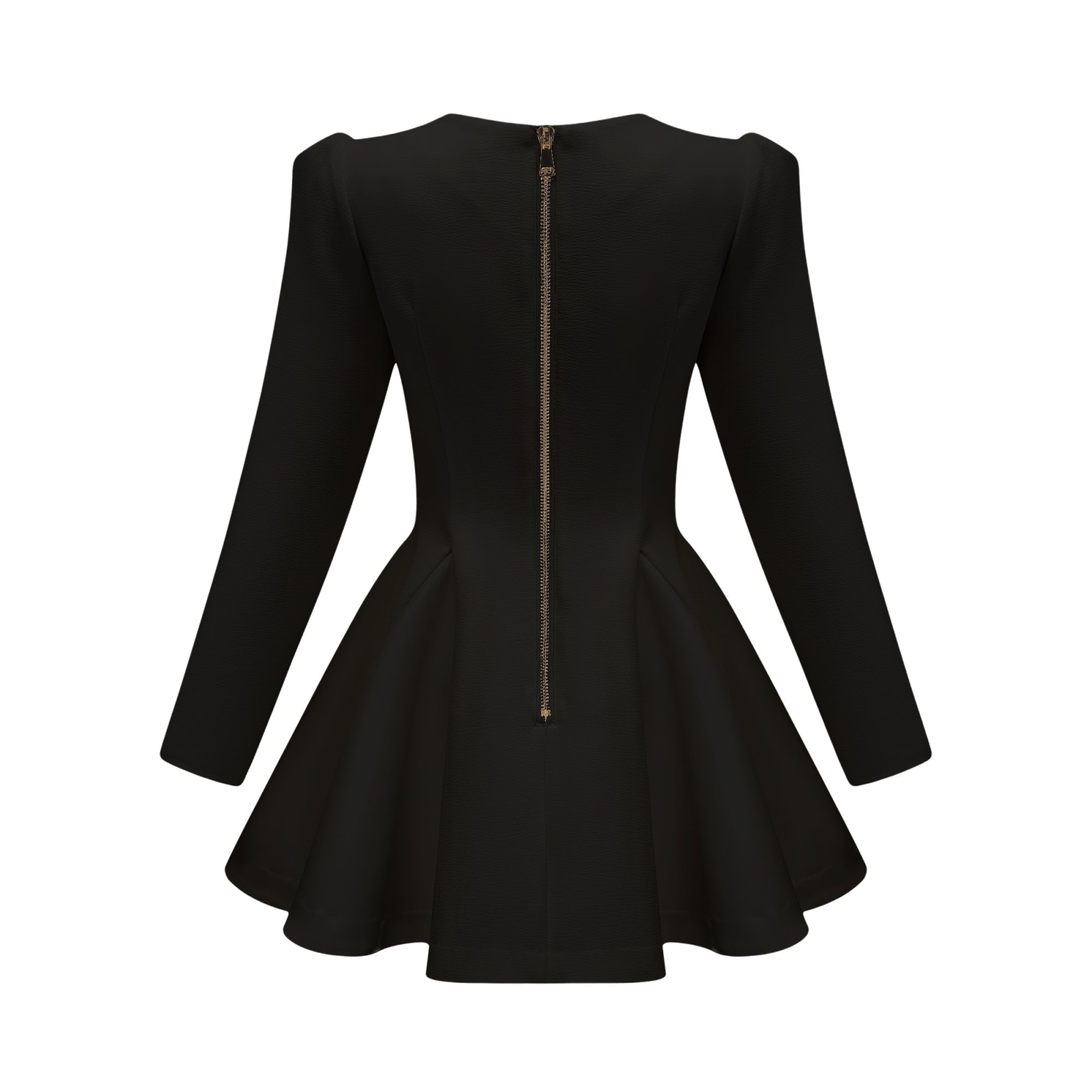 Élise pleated peplum-hem blazer dress in Black