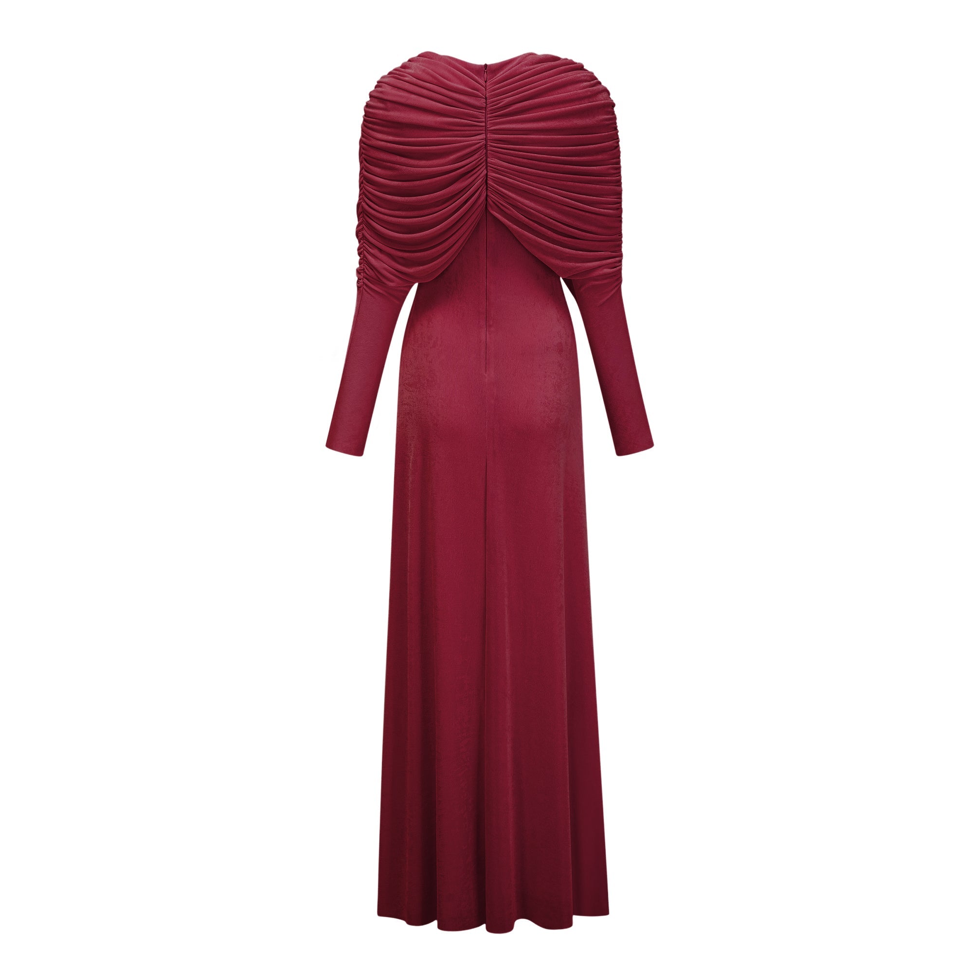Moderne Red Cape-Design Ruched Maxi Dress (Final Sale)