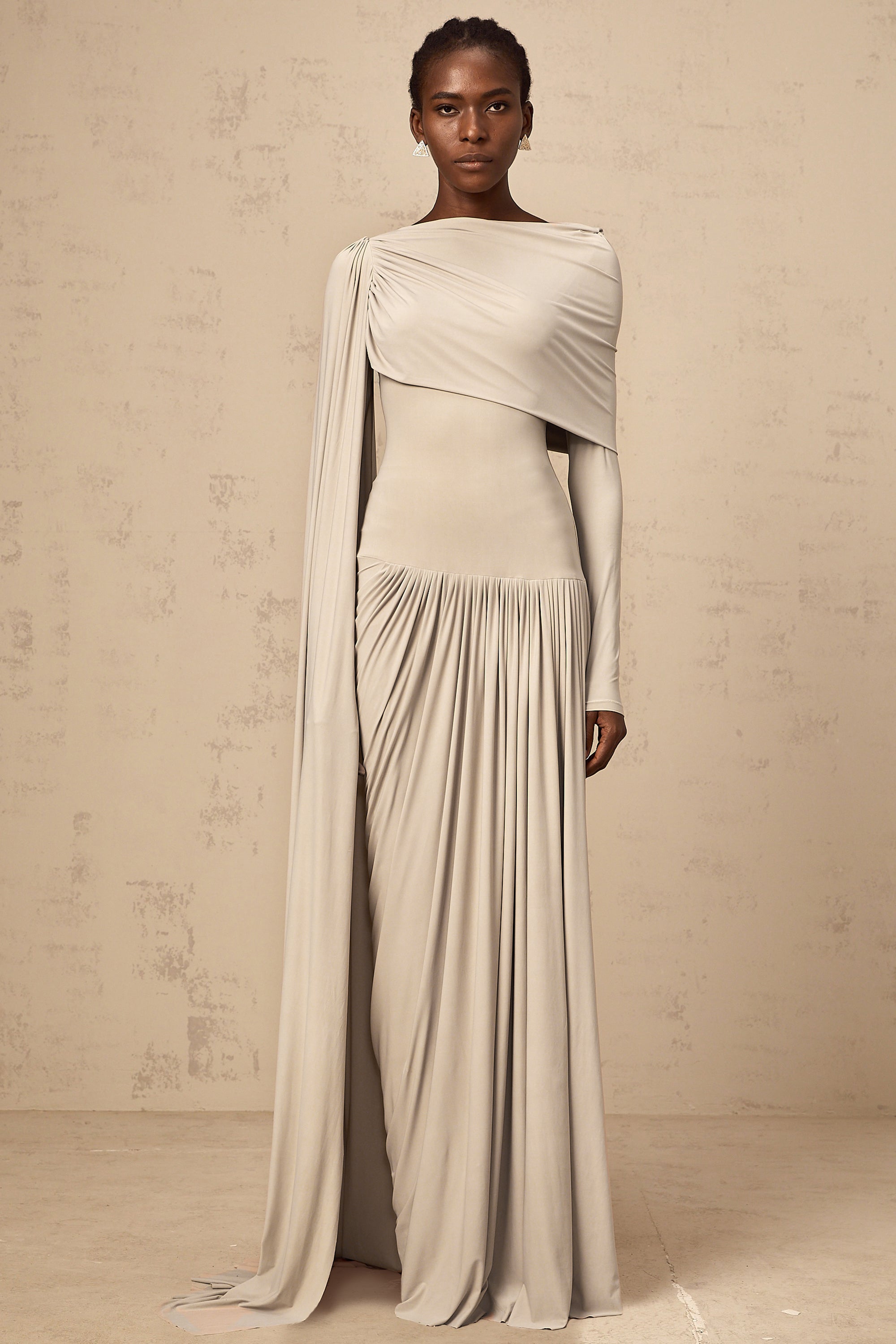 Gaëlle neutrals ribbon-design draped maxi dress (Final Sale-US Only)