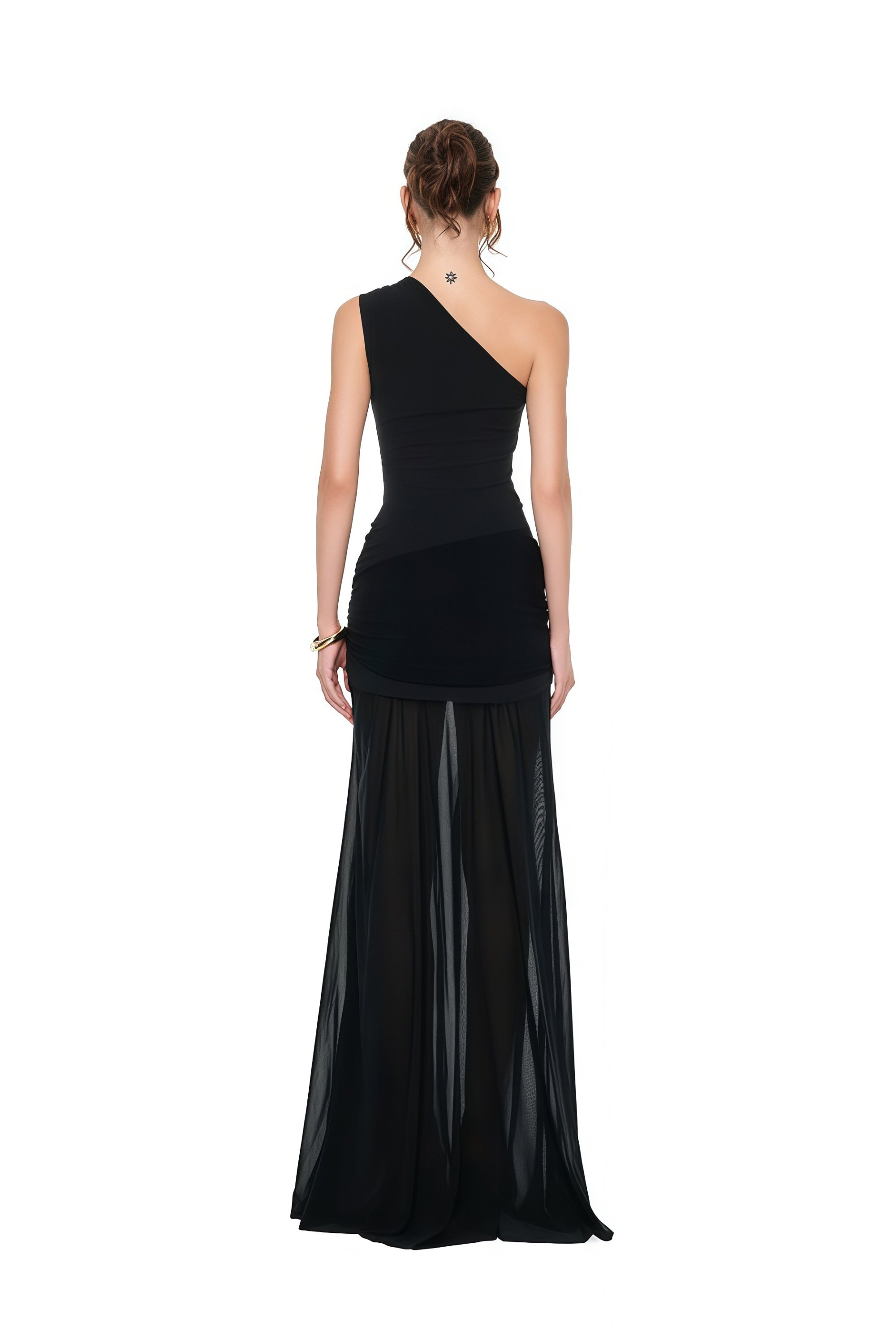 Tiziana Black One Shoulder Cut Out Maxi Dress