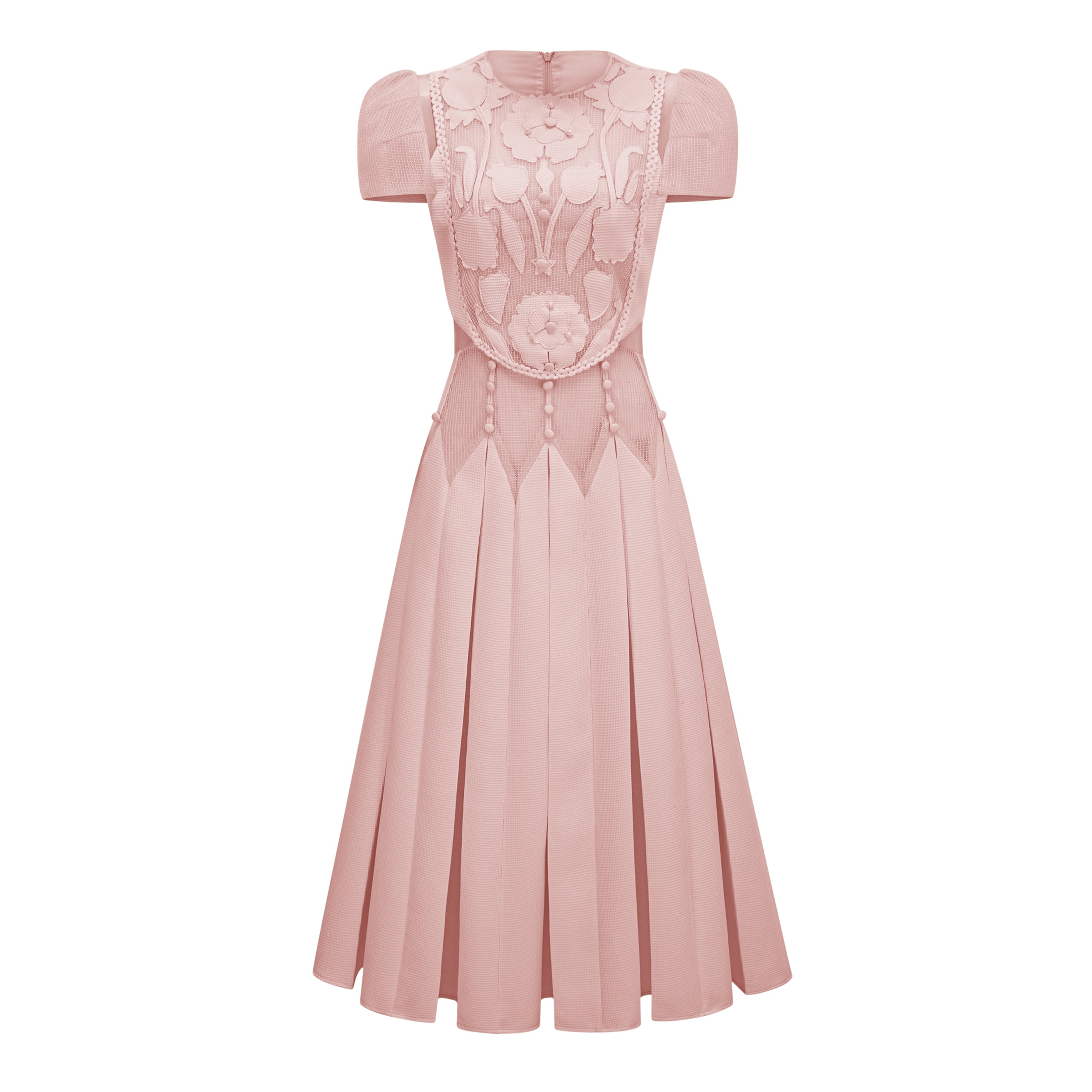 Maelle Pink Flower Embroidered Maxi Dress (Final Sale-US Only)
