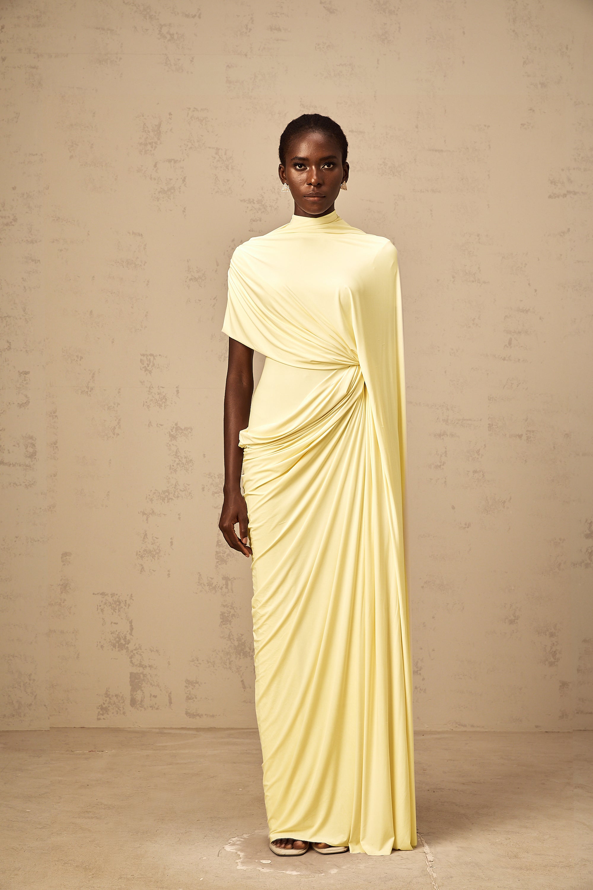 Fenella asymmetrical draped cape & dress matching set