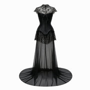Michalina Black Lace Convertible Gown with Detachable Skirt