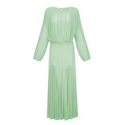 Annabelle Green Lantern Sleeve Pleated Maxi Dress