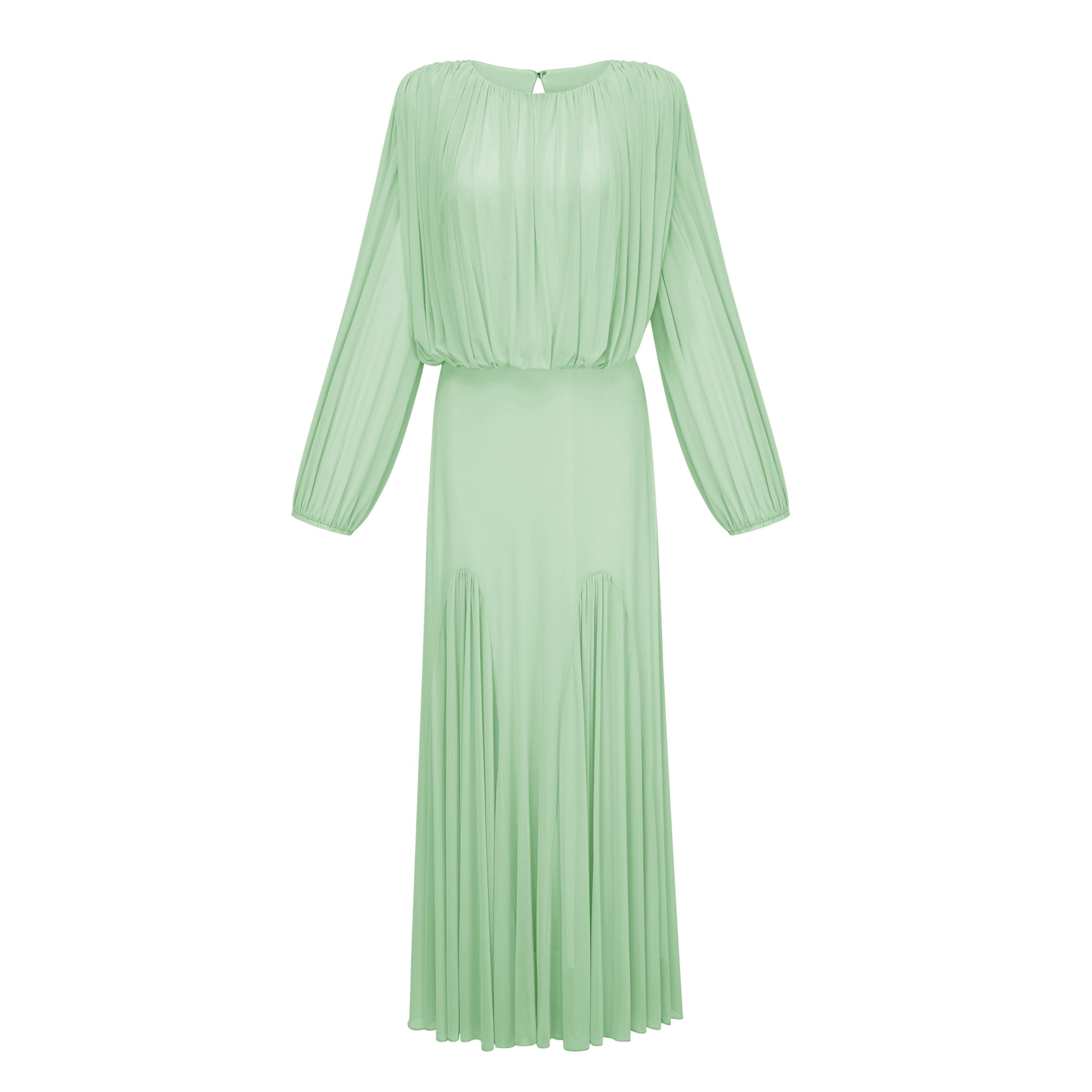 Annabelle Green Lantern Sleeve Pleated Maxi Dress