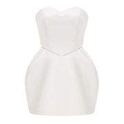 Laure White Heart Off-shoulder Mini Dress
