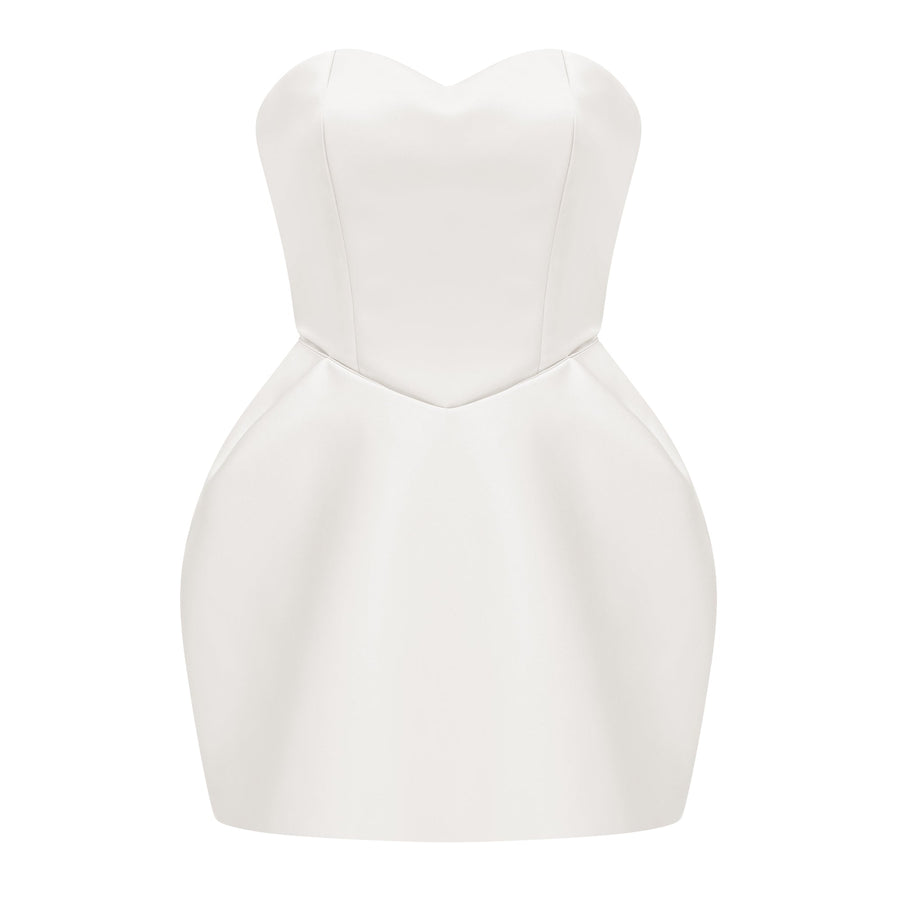 Laure White Heart Off-shoulder Mini Dress