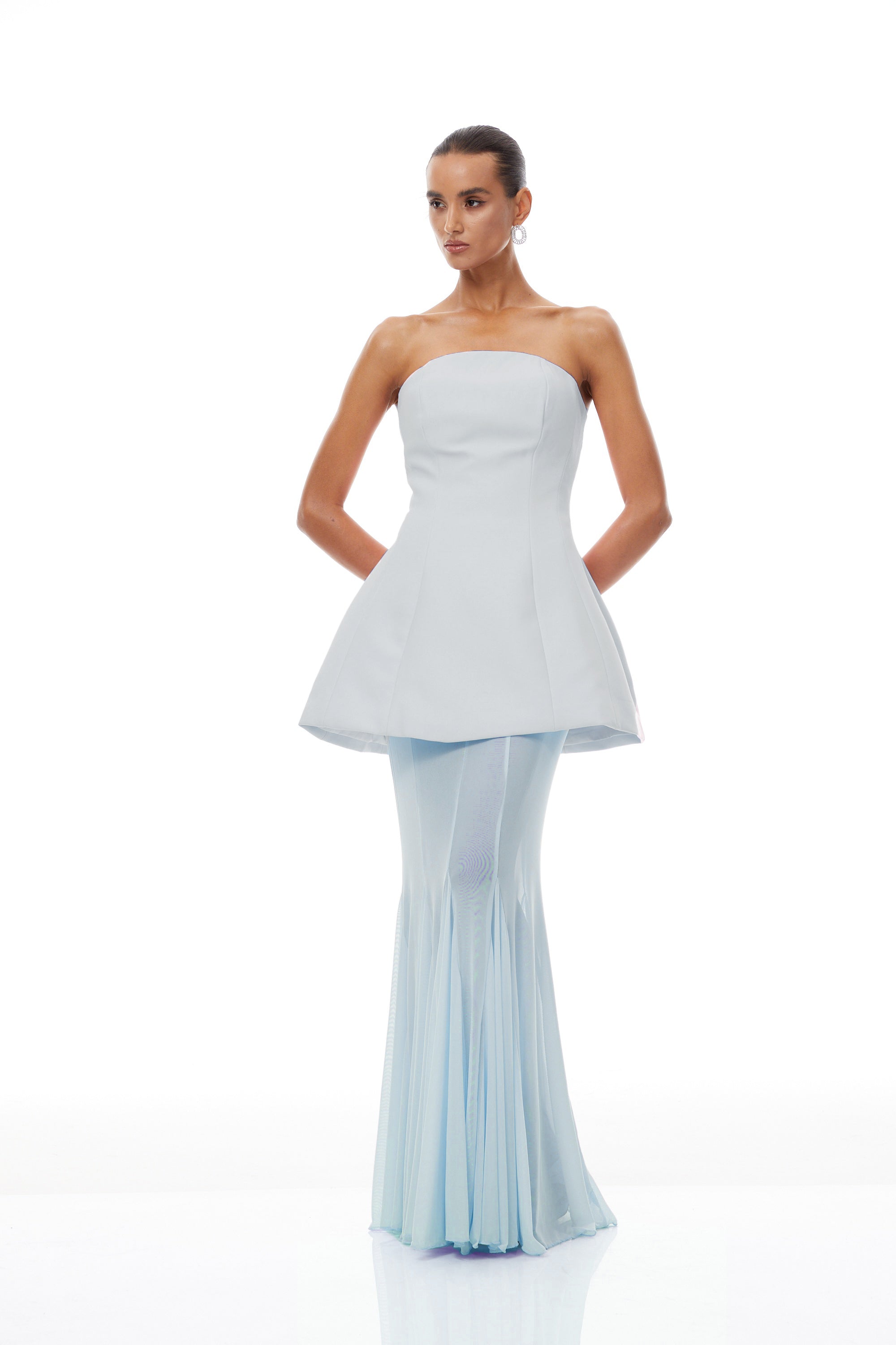Mélanie Blue Corset Dress & Mesh Skirt Set (Final Sale-US Only)