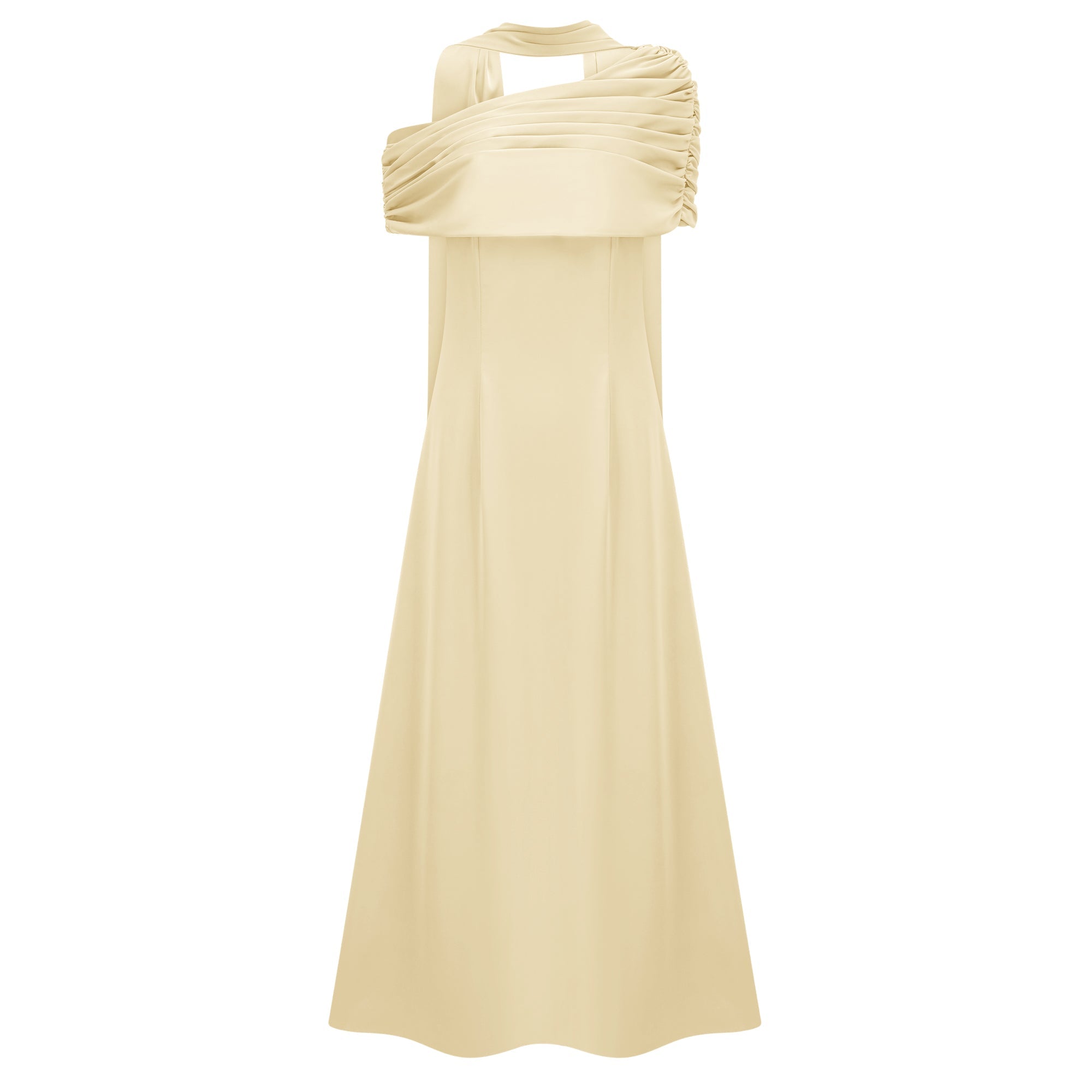 Benedetta Yellow One Shoulder Satin Maxi Dress(Final Sale-US Only)