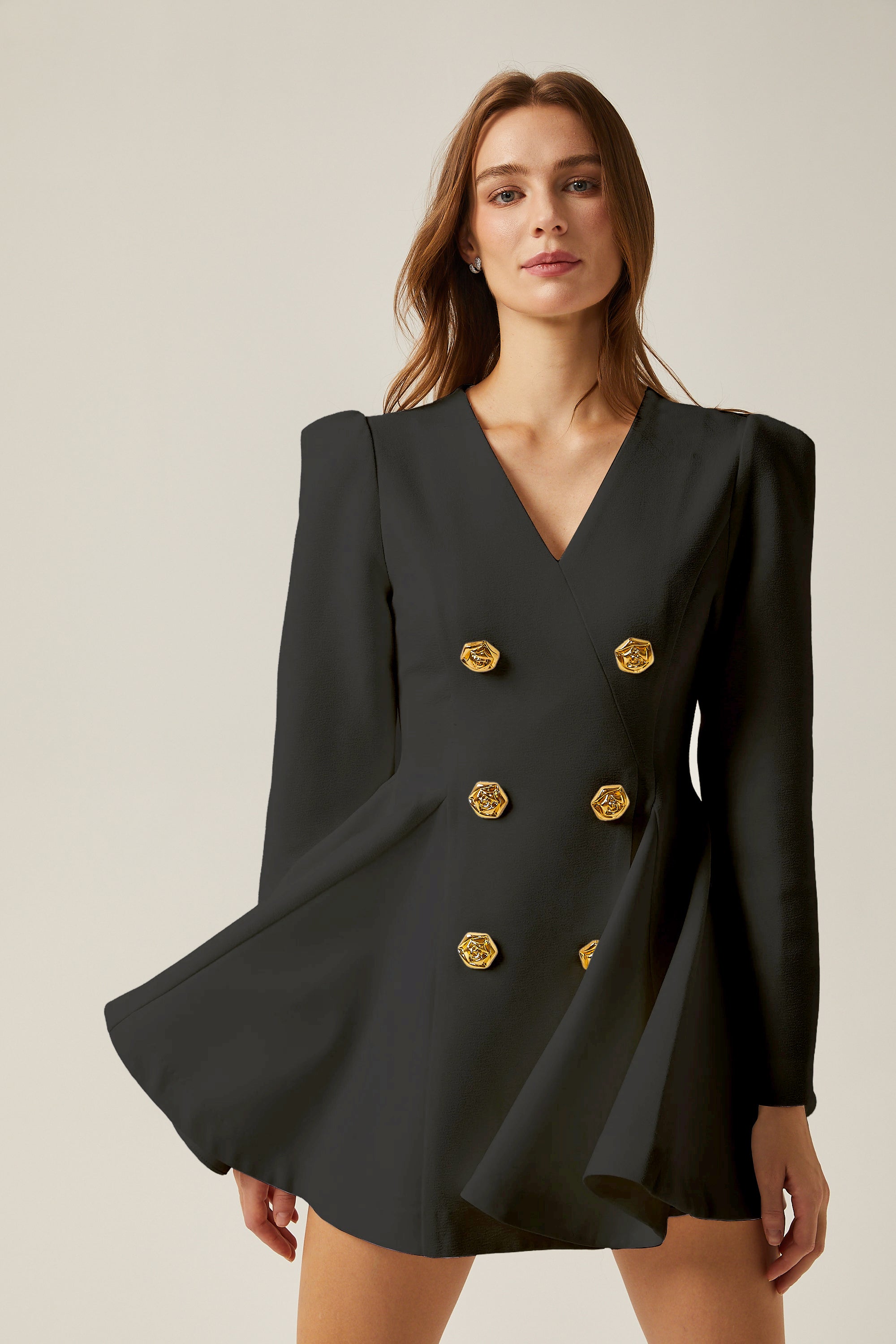 Élise pleated peplum-hem blazer dress in Black (Final Sale-US Only)