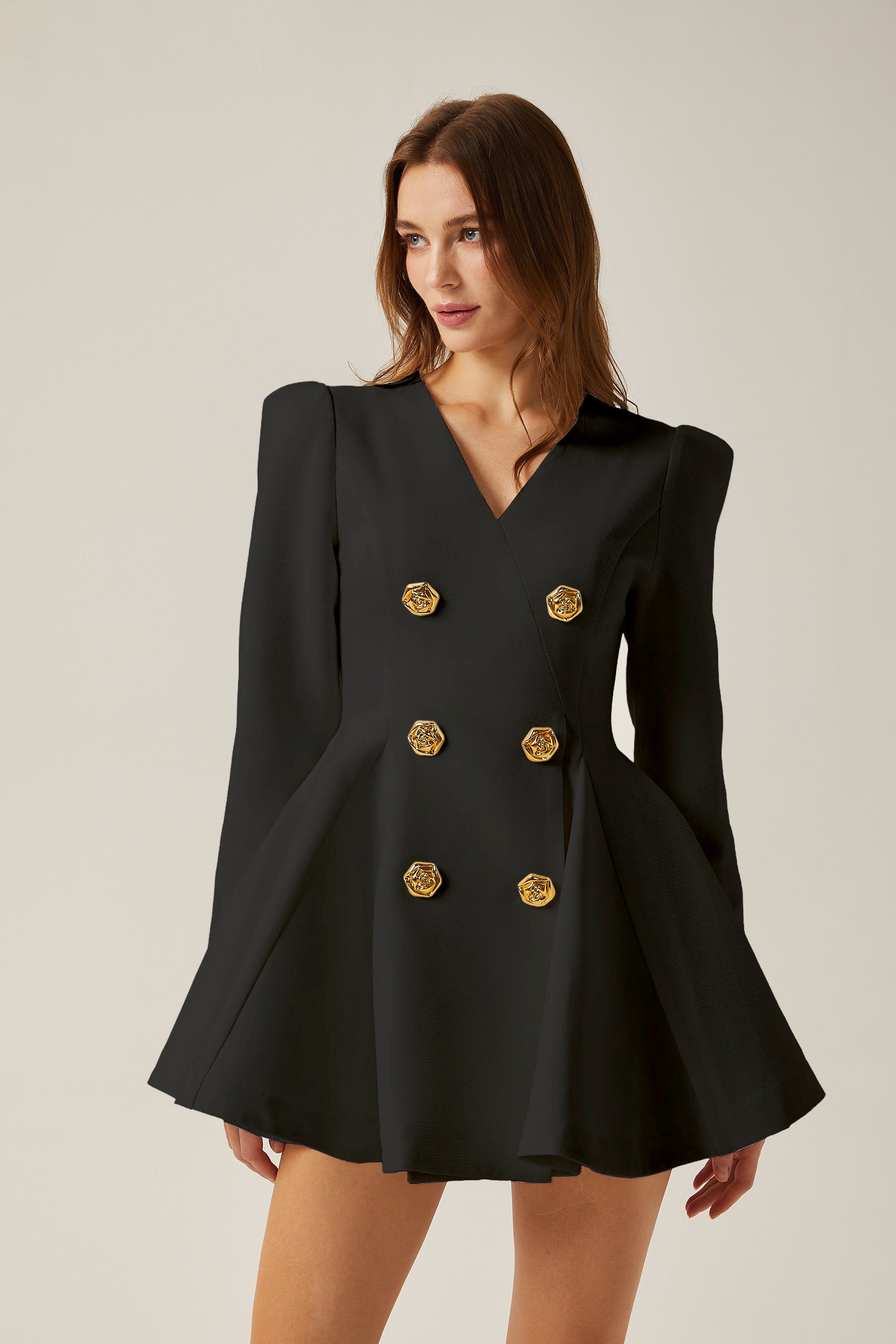 Élise pleated peplum-hem blazer dress in Black (Final Sale-US Only)