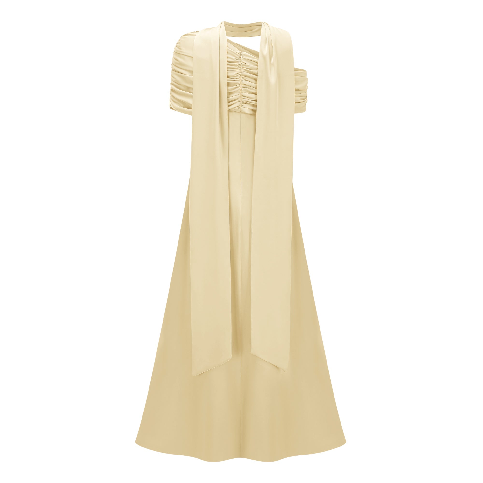 Benedetta Yellow One Shoulder Satin Maxi Dress (Final Sale-US Only)