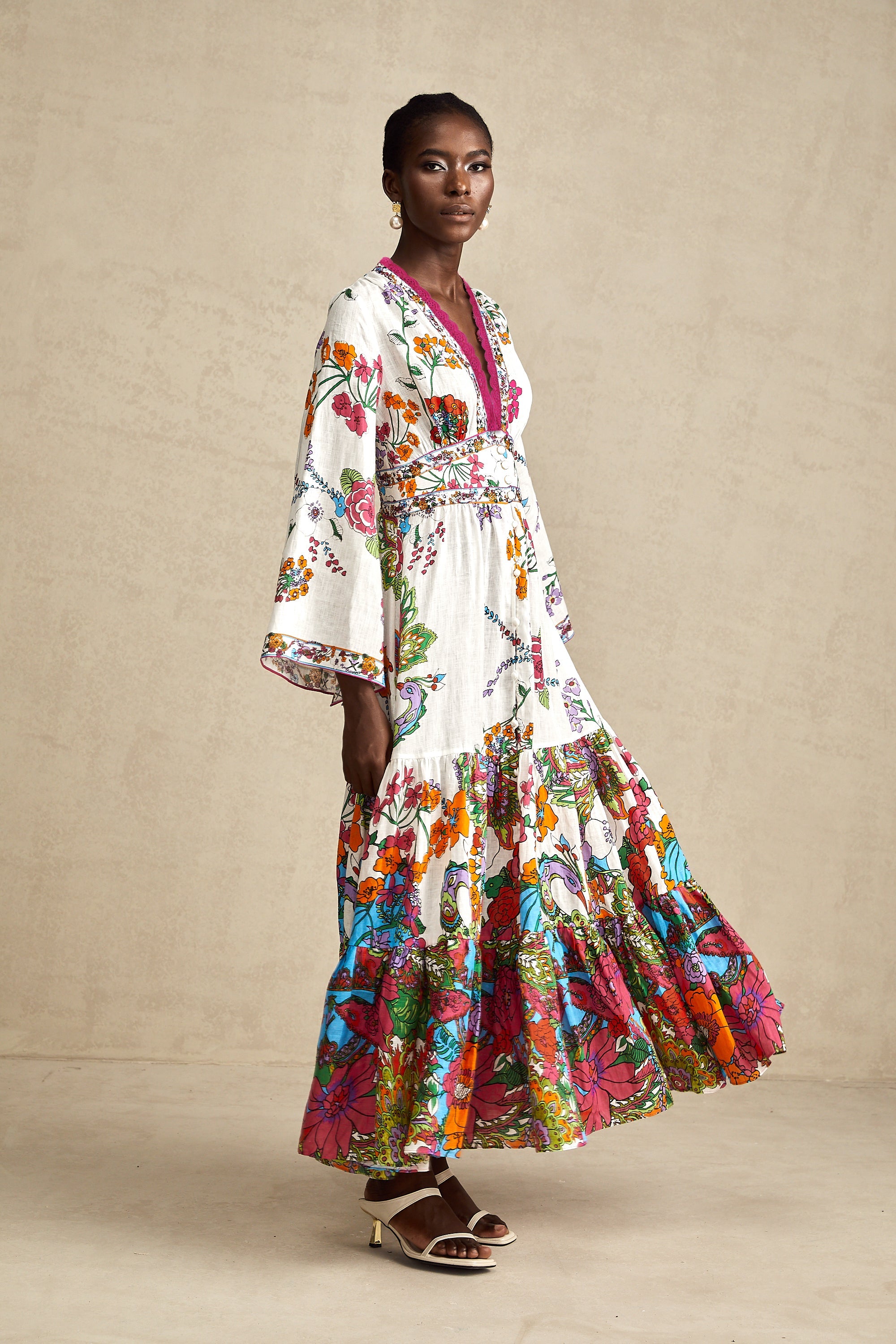 Hélène floral-print V-neck midi dress