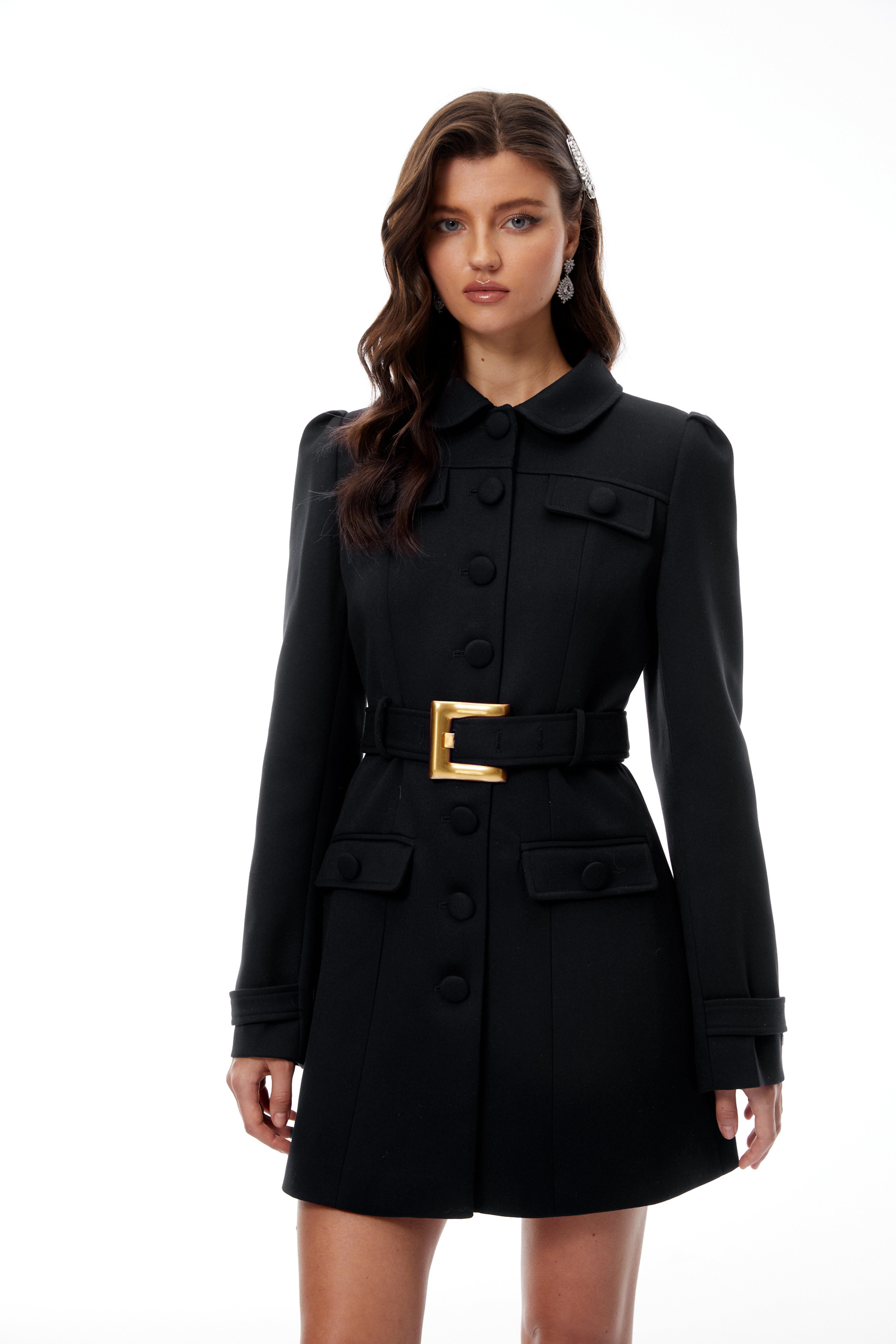 Sofía Black Belted Mini Blazer Dress (Final Sale-US Only)