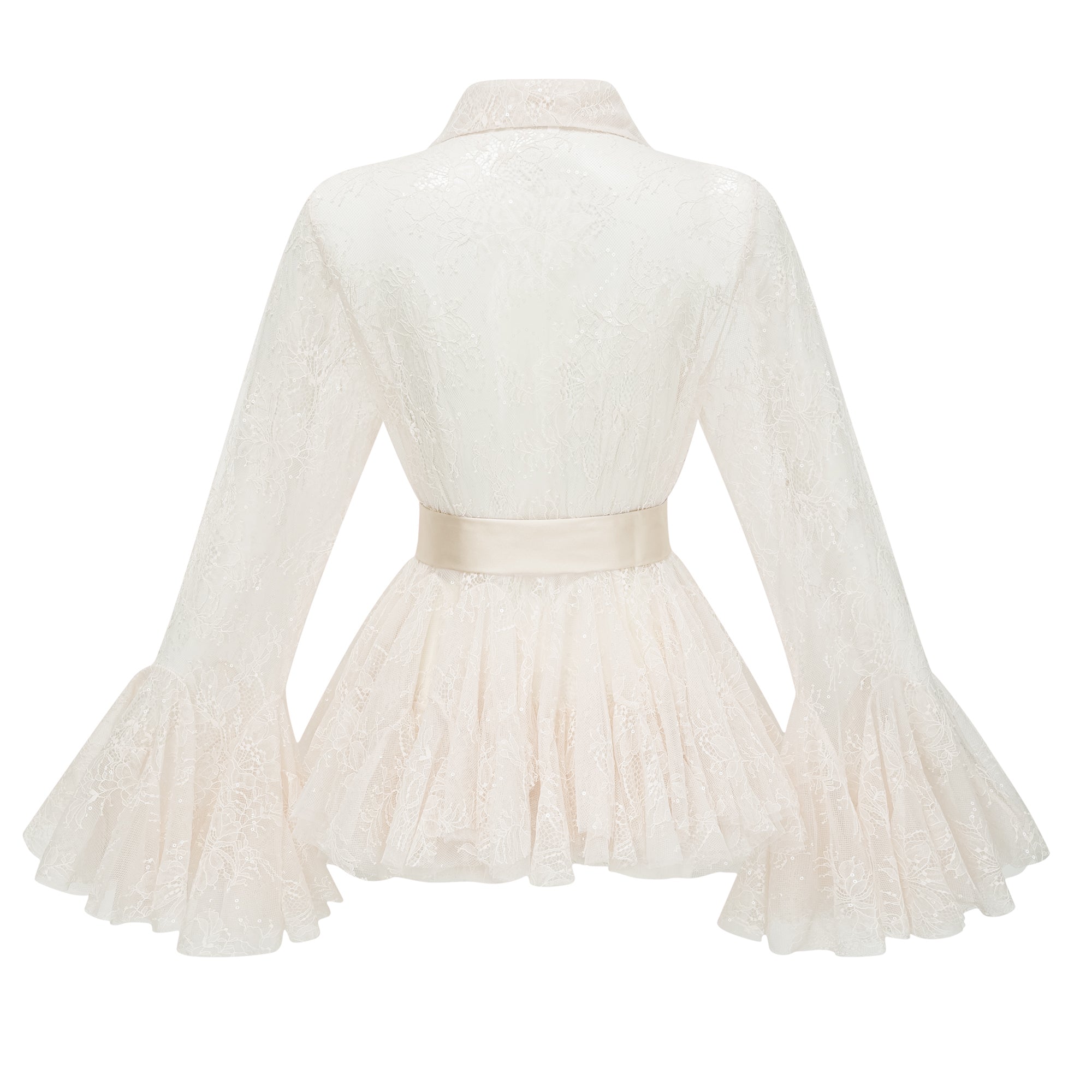 Fadila Neutral Semi-Sheer Blouse & Dress Set