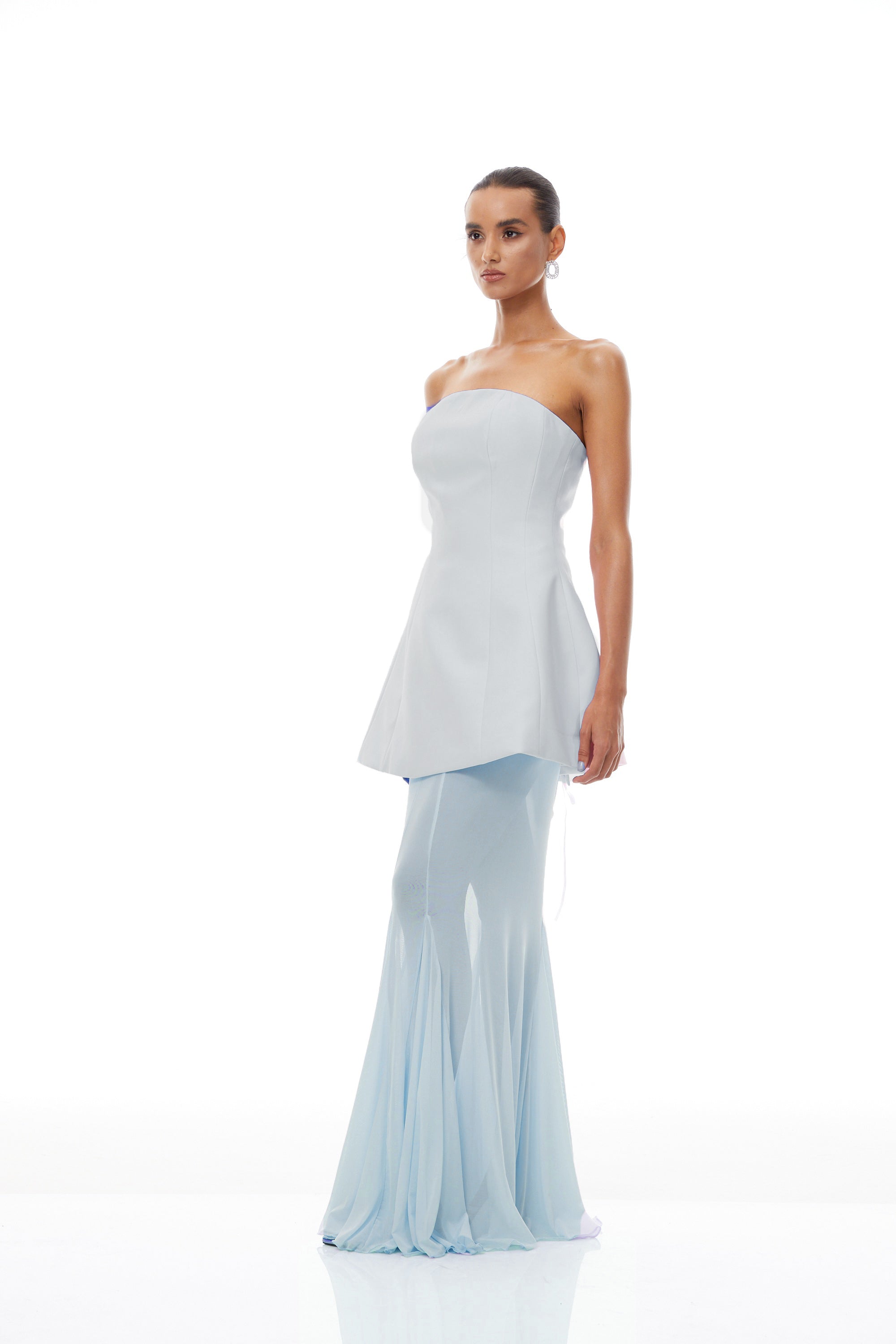 Mélanie Blue Corset Dress & Mesh Skirt Set