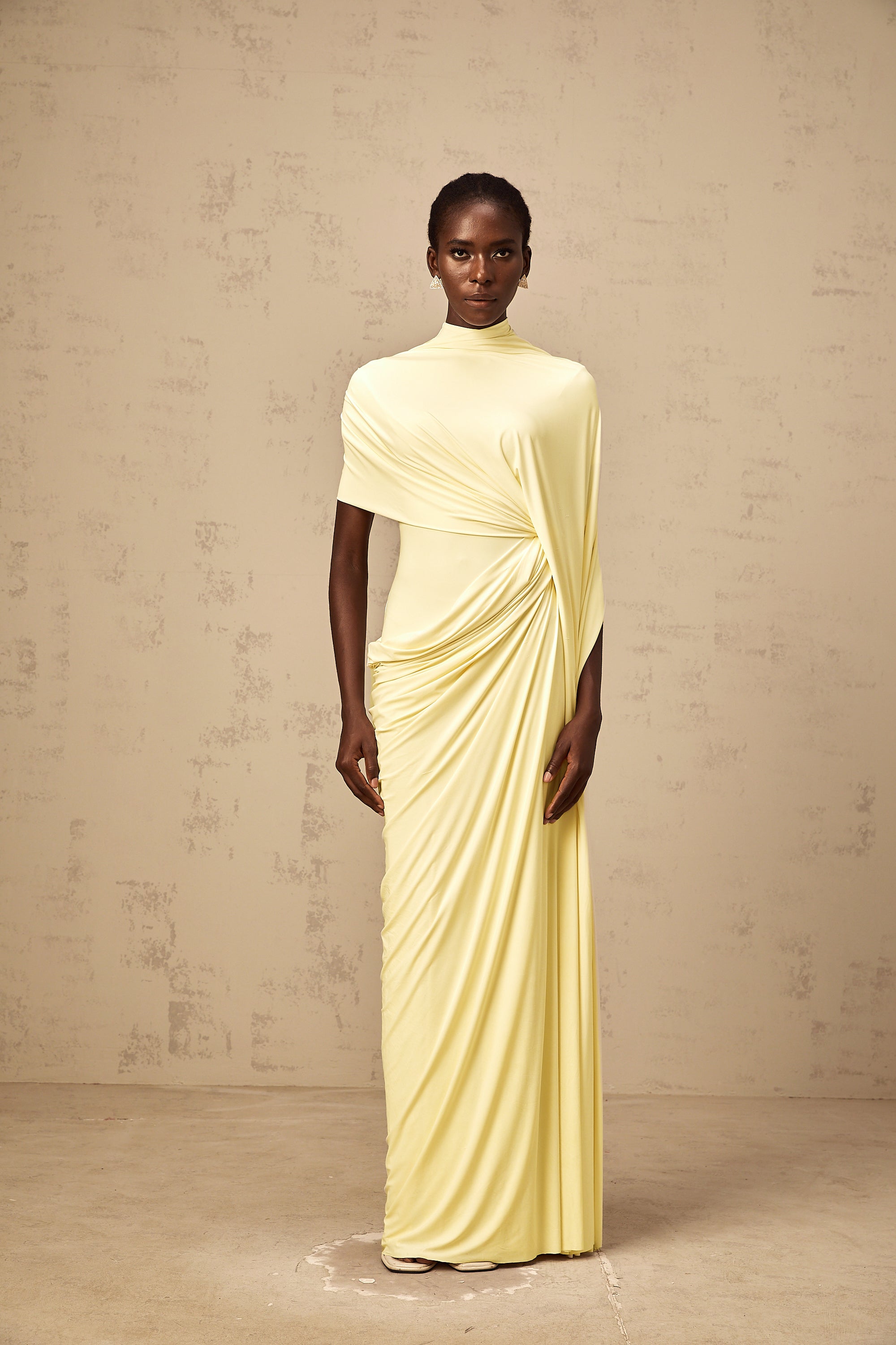 Fenella asymmetrical draped cape & dress matching set