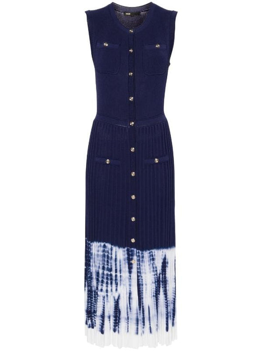 Sandro dark blue maxi dress gold buttons - Blue