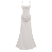 Paulette White Ruched Corset Maxi Dress