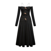 Nadine off-shoulder panelled maxi dress in Black (Final Sale-US Only)