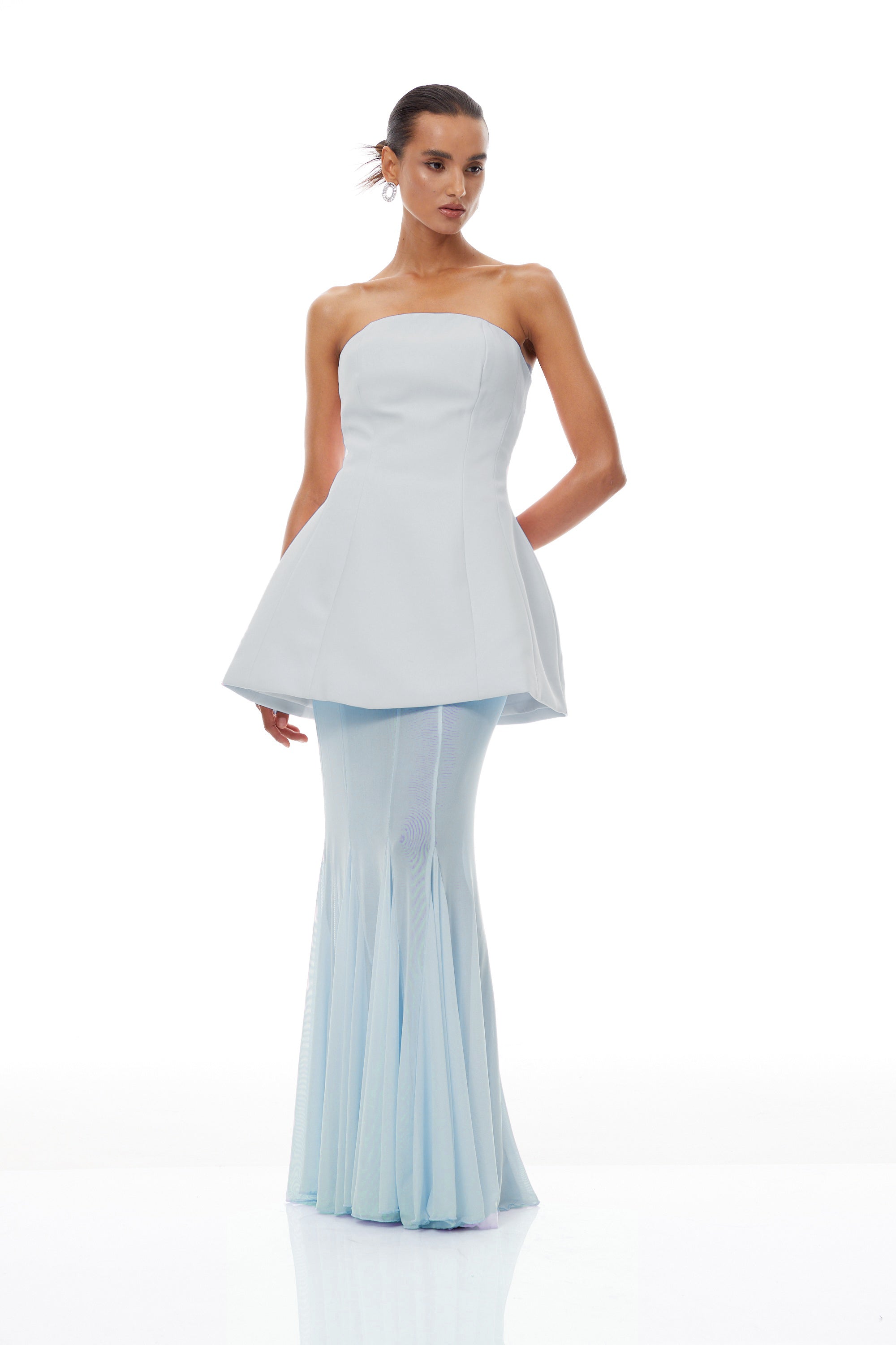 Mélanie Blue Corset Dress & Mesh Skirt Set