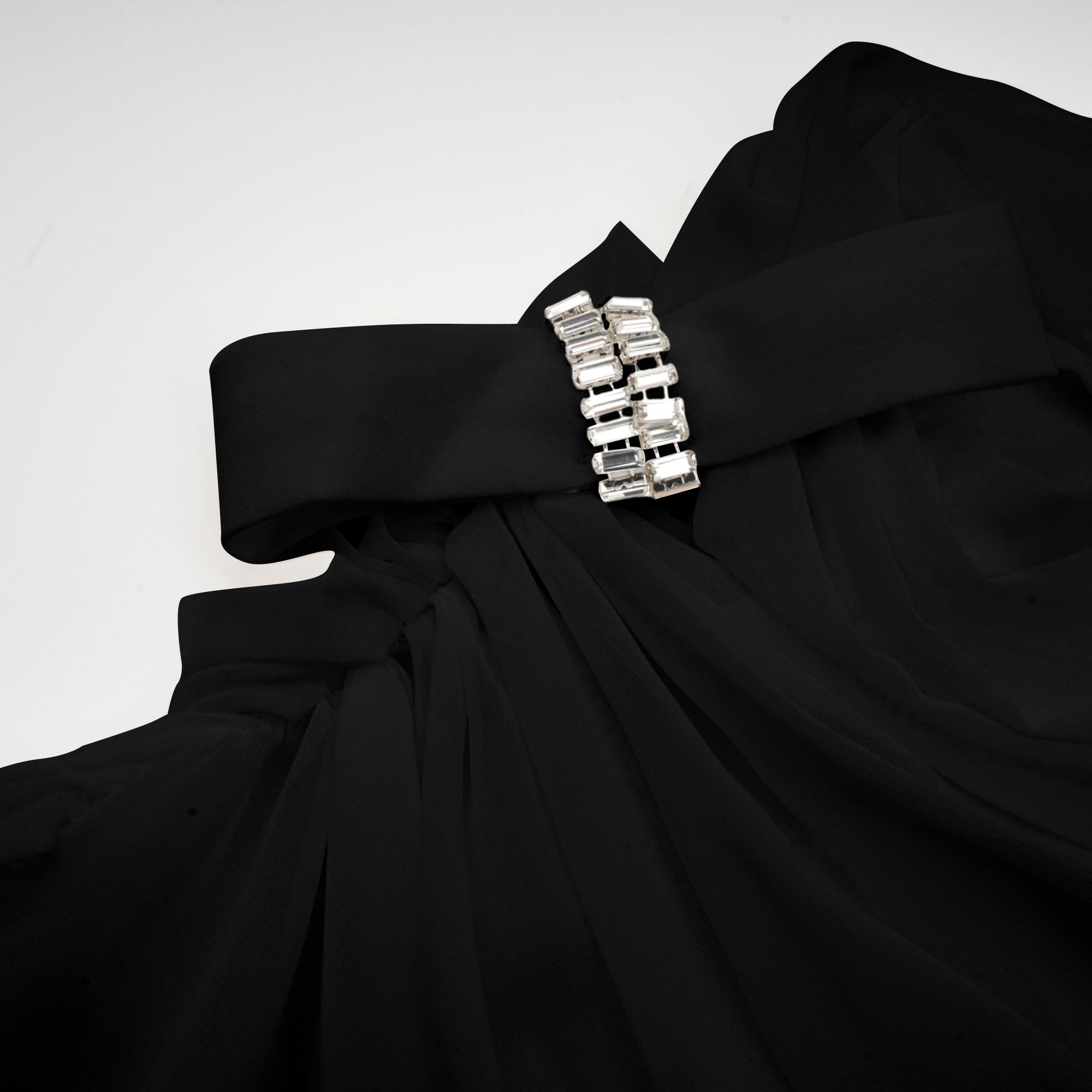 Andrea asymmetrical tulle blouse & skirt matching set in Black
