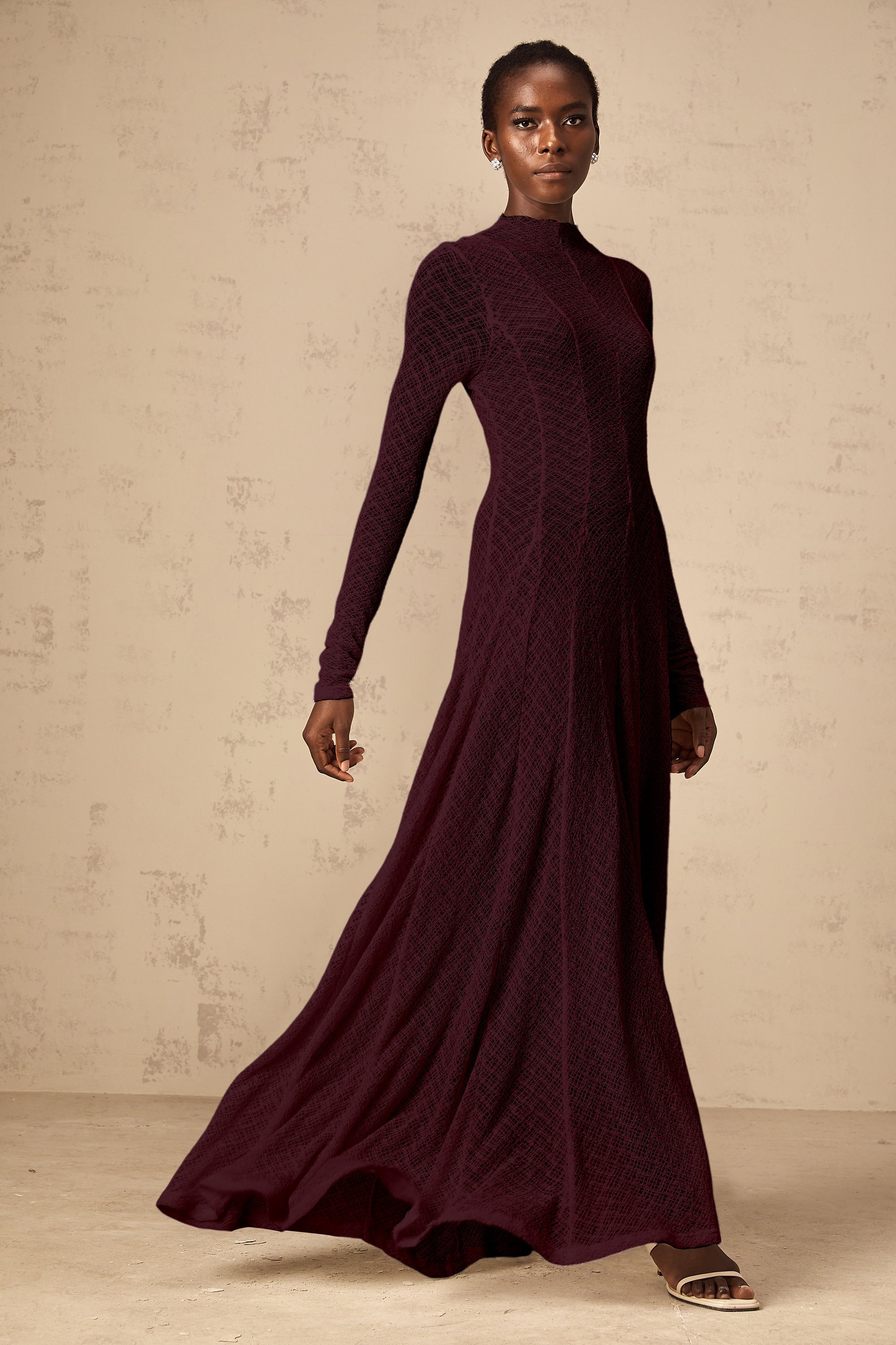 Athena wavy-pattern lace maxi dress in Red (Final Sale-US Only)