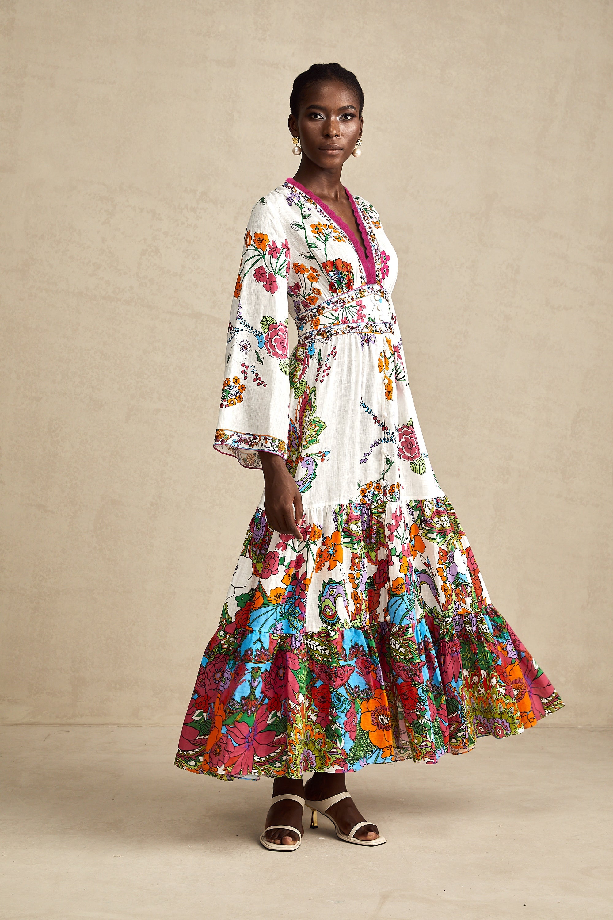 Hélène floral-print V-neck midi dress
