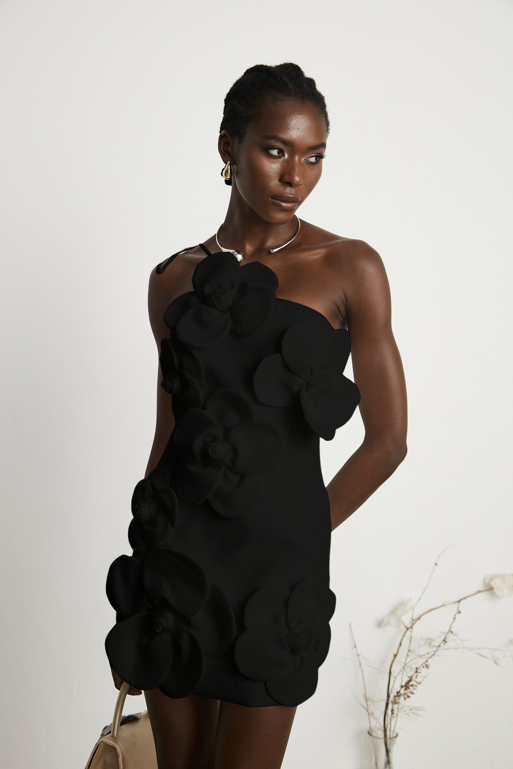 Liane Black Floral Off-Shoulder Mini Dress (Final Sale-US Only)