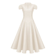 Aventin White Godet Design Midi Dress (Final Sale-US Only)