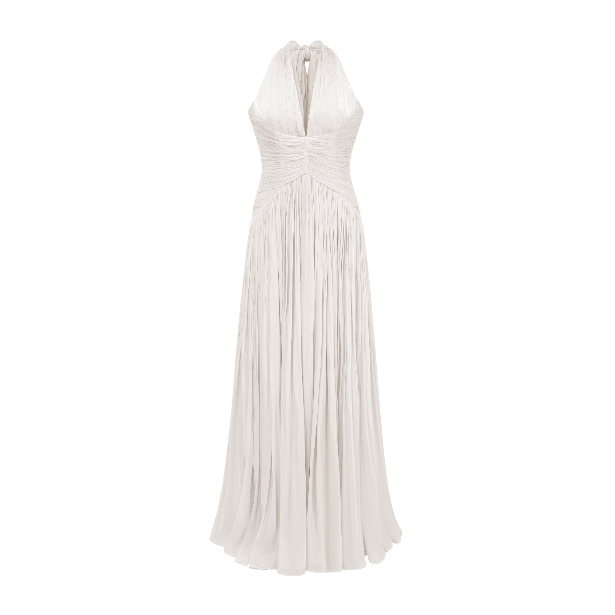 Térébenthine White Glossy Gathered Maxi Dress (Final Sale-US Only)