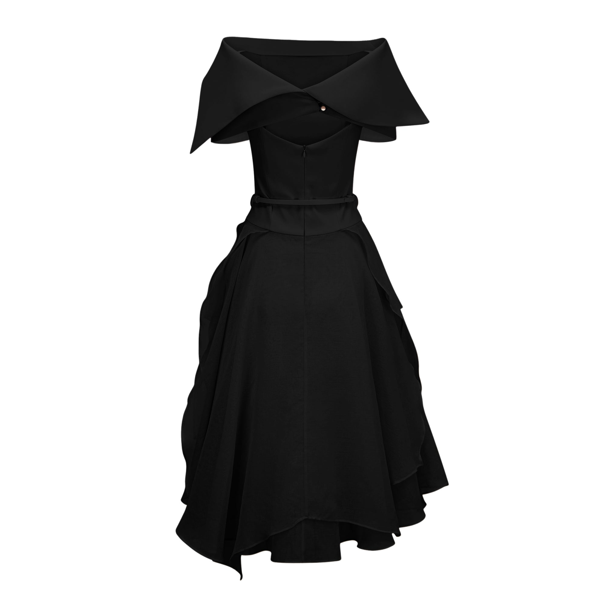 Aria Black Asymmetrical Shawl & Tulle Panel Dress Set (Final Sale-US Only)