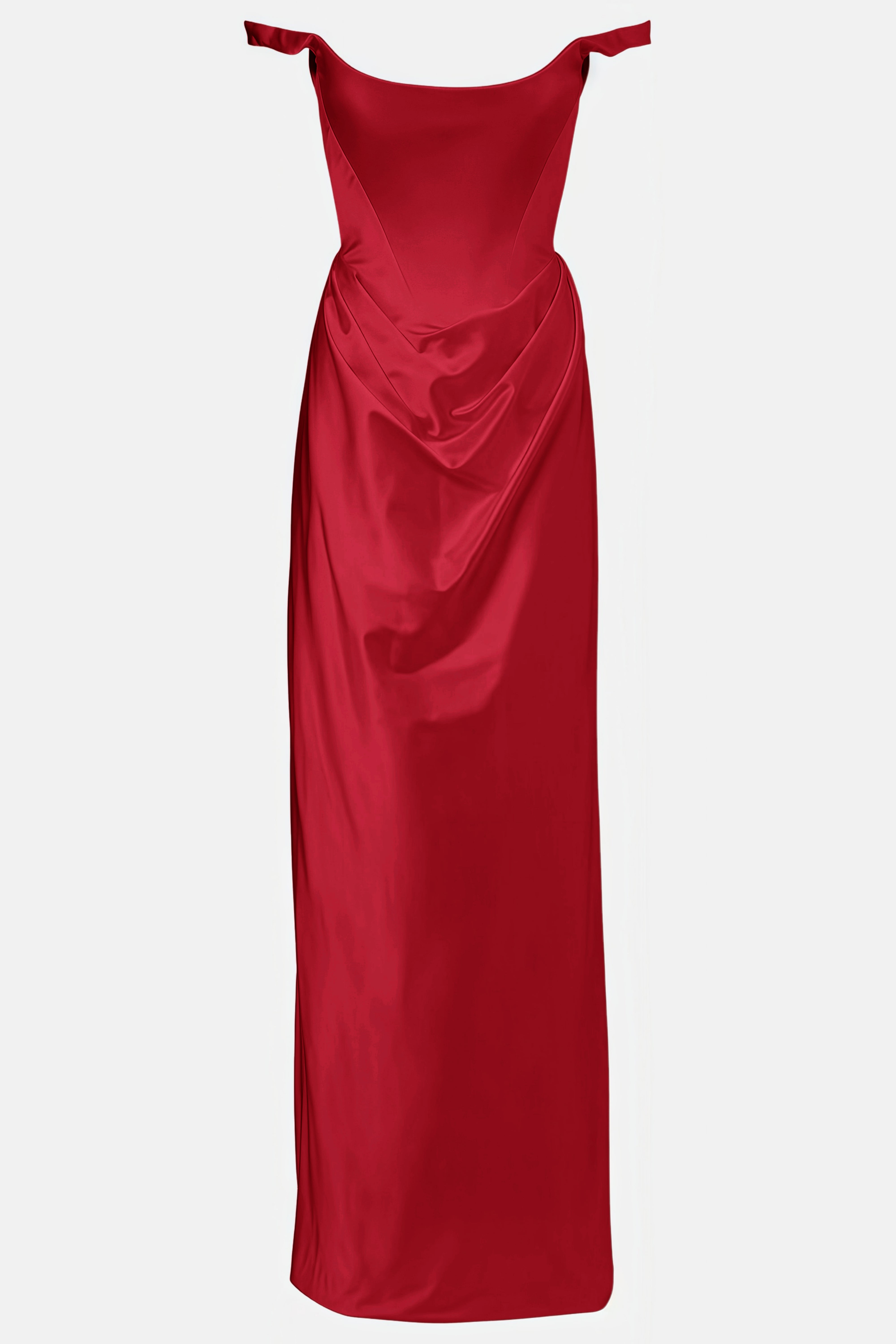 Fiona Red Satin Square Neck Maxi Dress