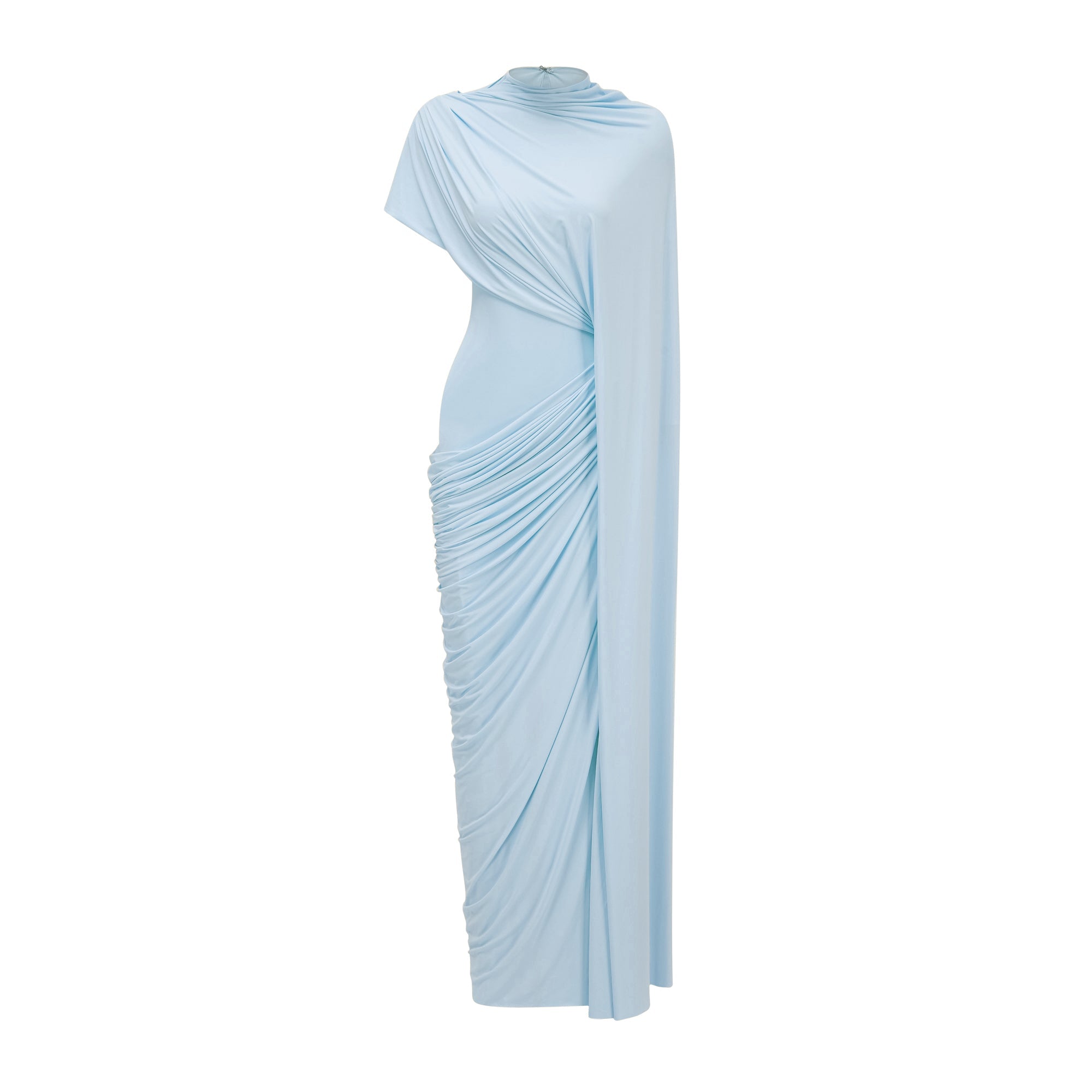 Fenella Blue Asymmetrical Draped Cape & Dress Matching Set