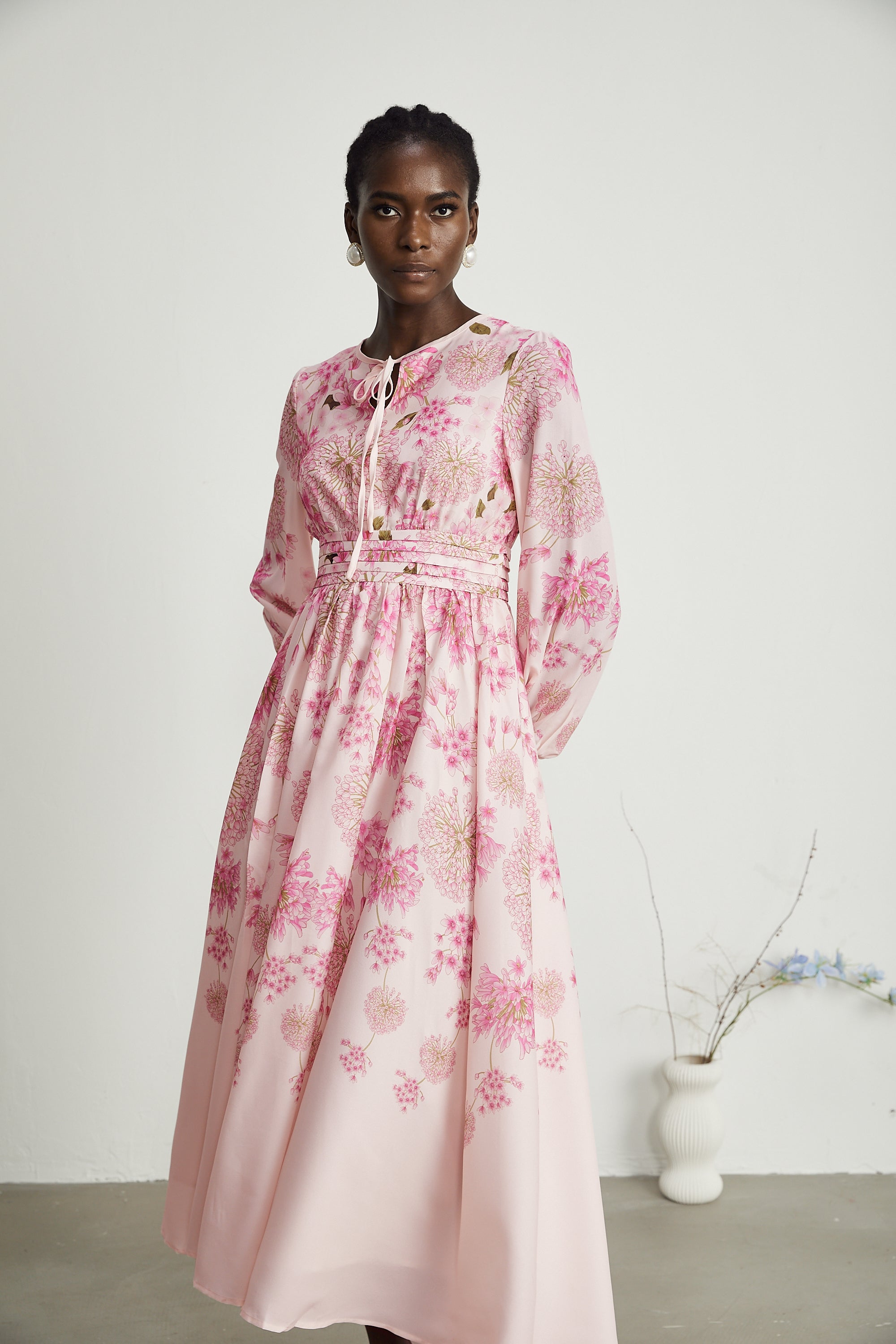 Yvette pink floral-print midi dress (Final Sale-US Only)