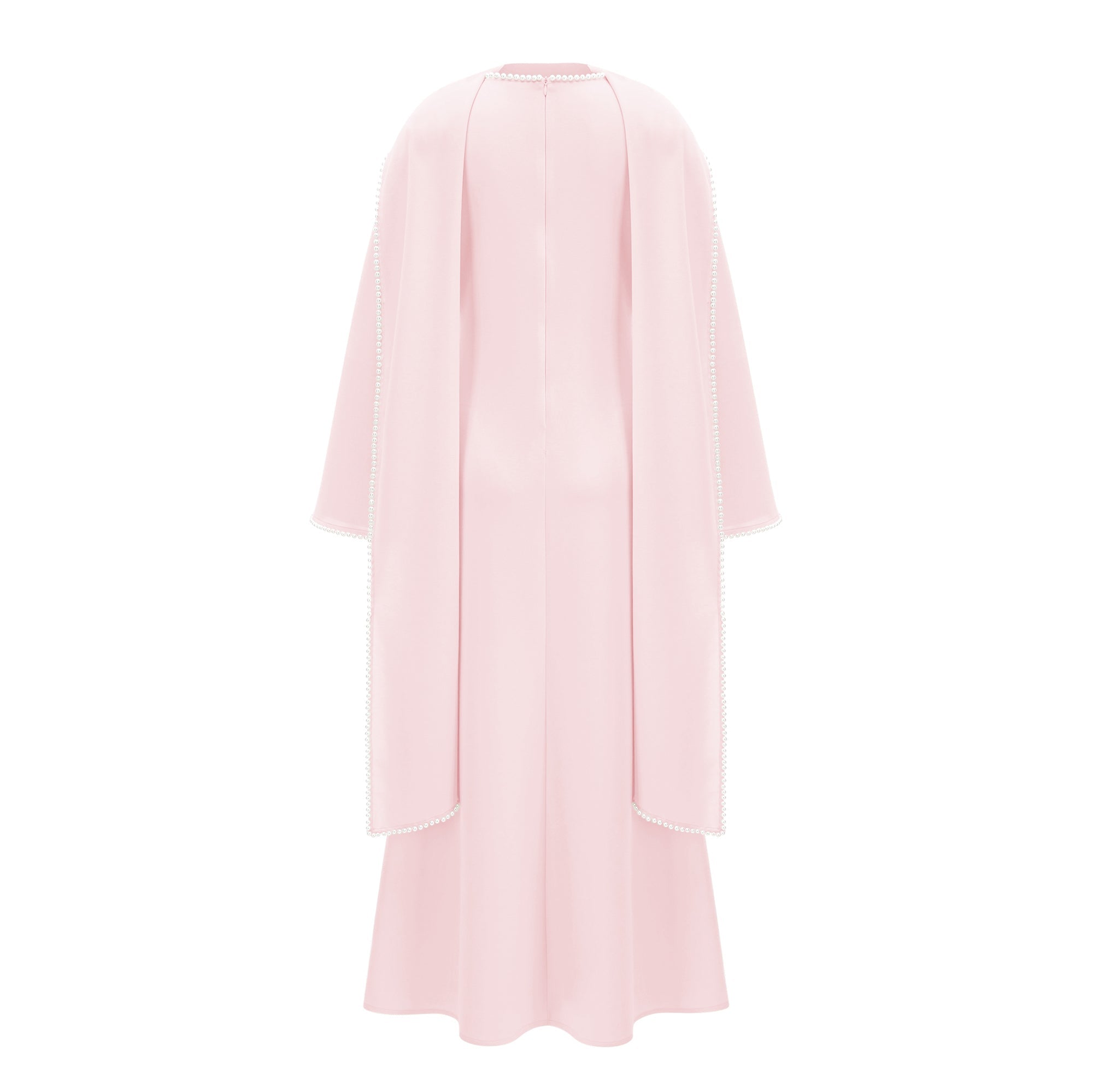 Piroska Pink Pearl Trim Shawl Detail Maxi Dress