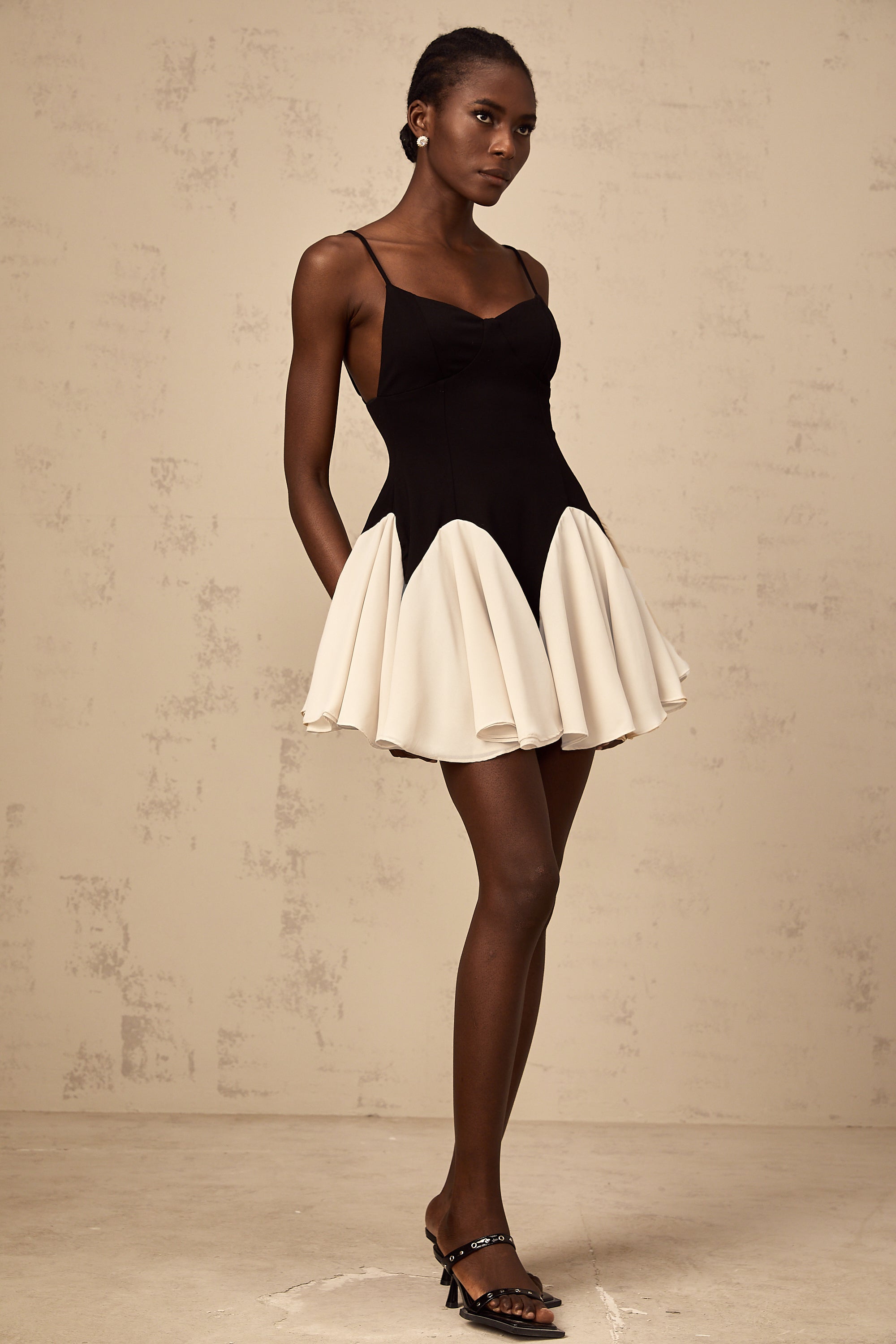 Justine color-blocked godet pleated mini dress (Final Sale-US Only)
