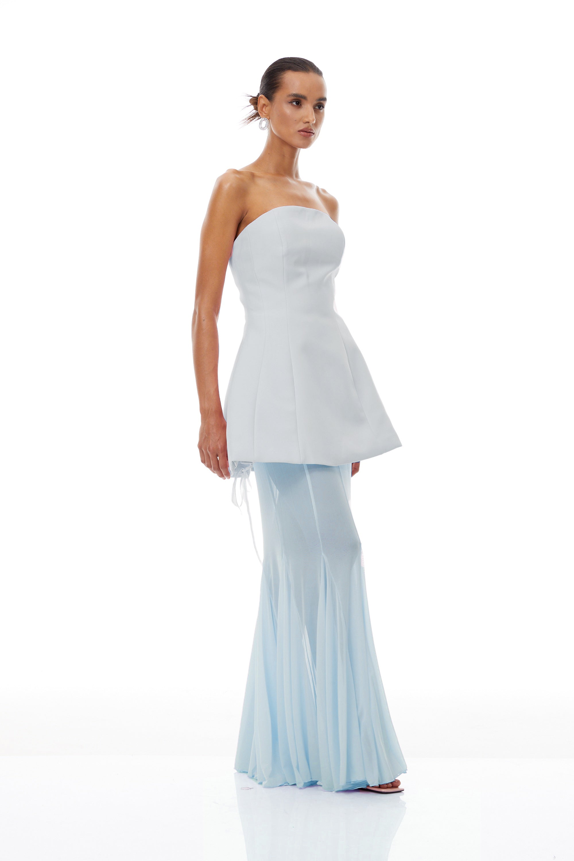 Mélanie Blue Corset Dress & Mesh Skirt Set