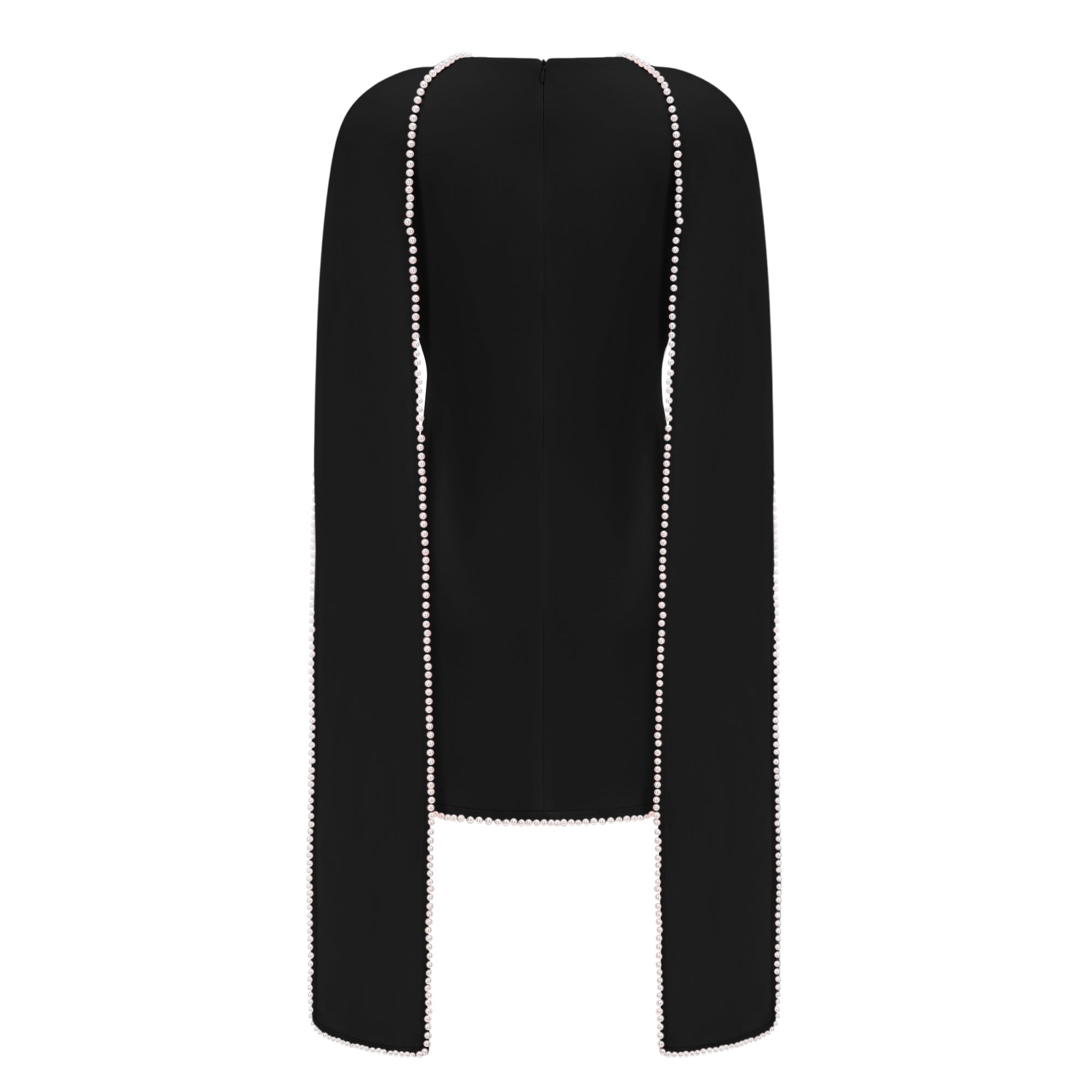 Piroska Black Sleeveless Pearl Trim Mini Dress