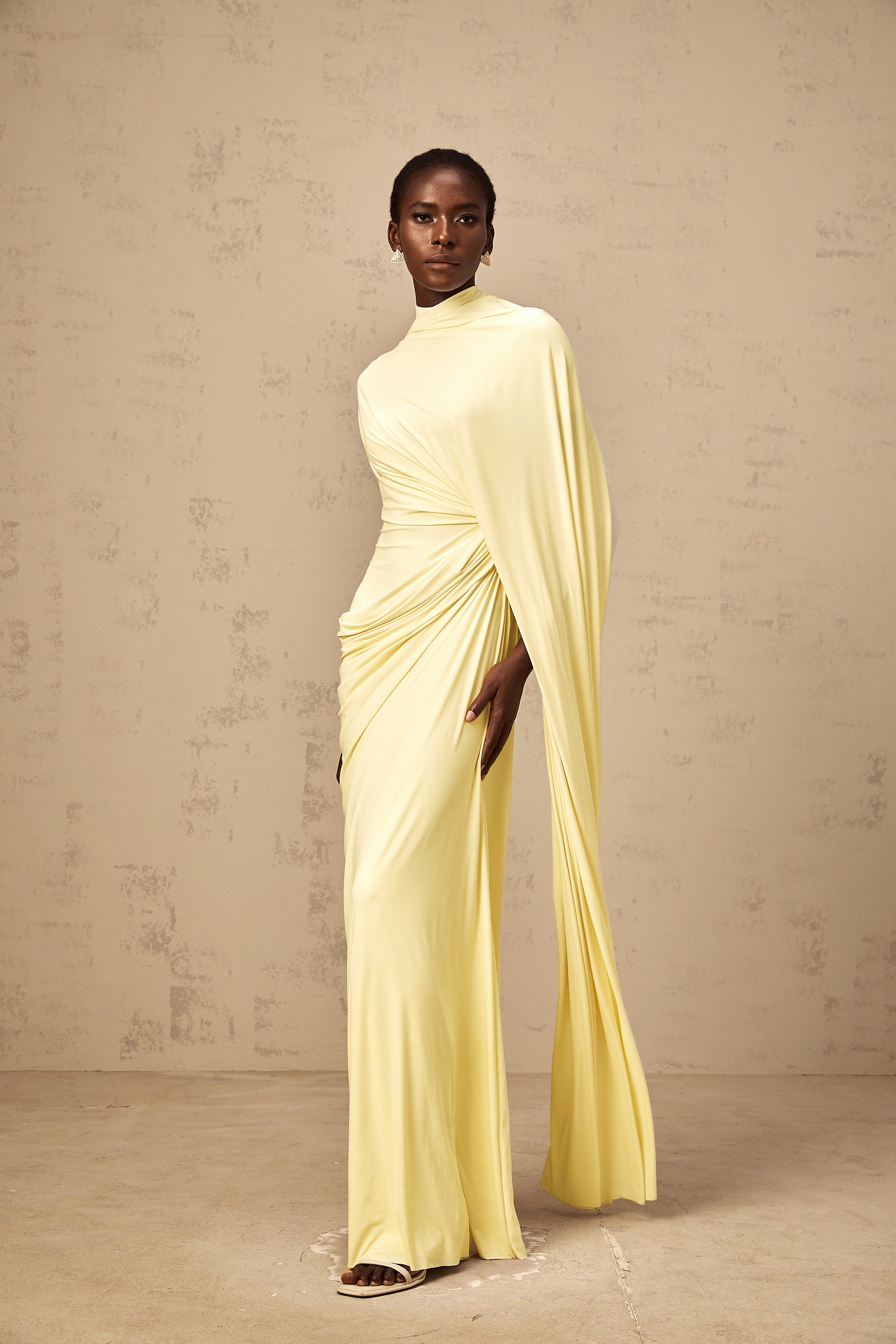Fenella asymmetrical draped cape & dress matching set