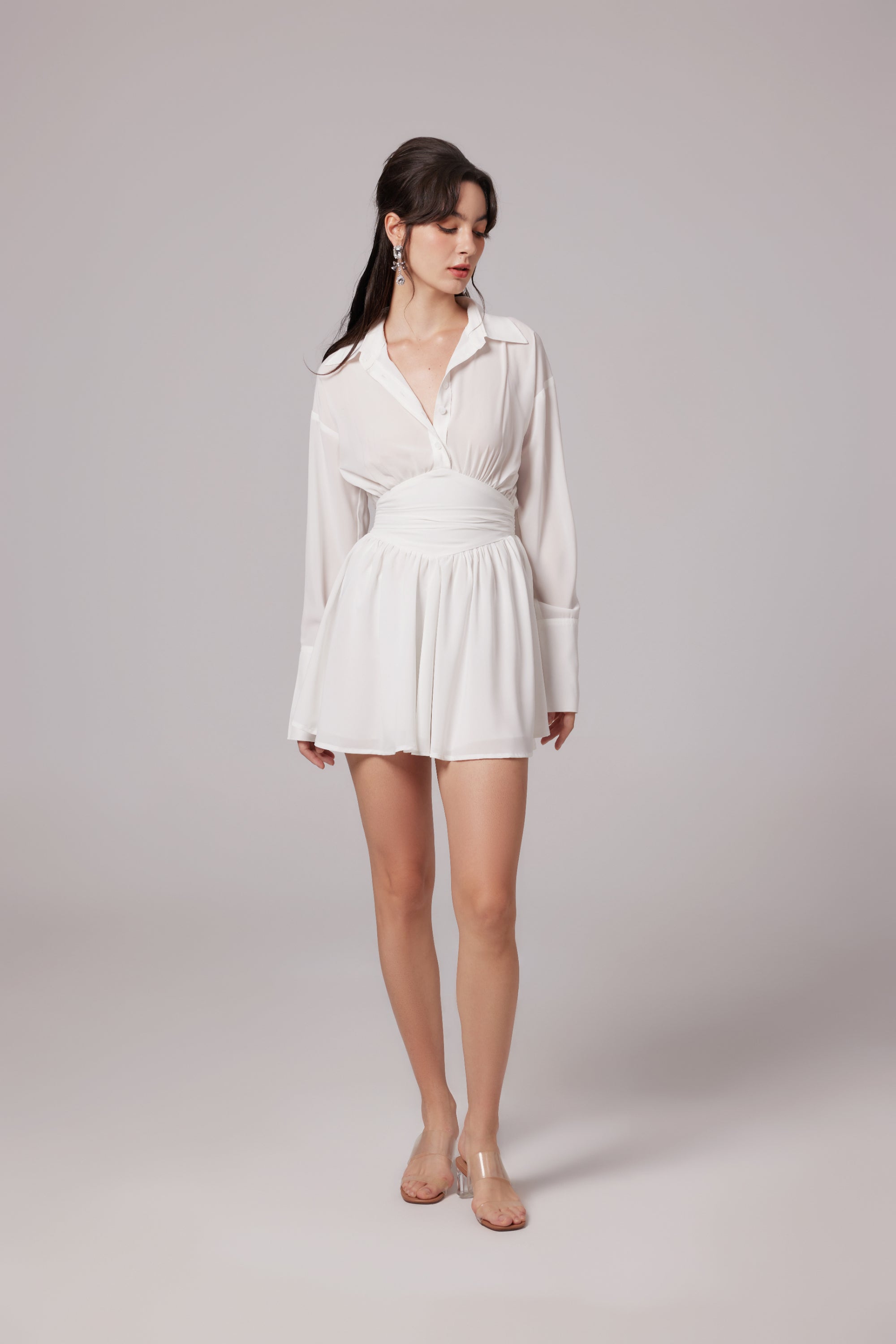 Snow White ruched mini shirt dress (US Only)