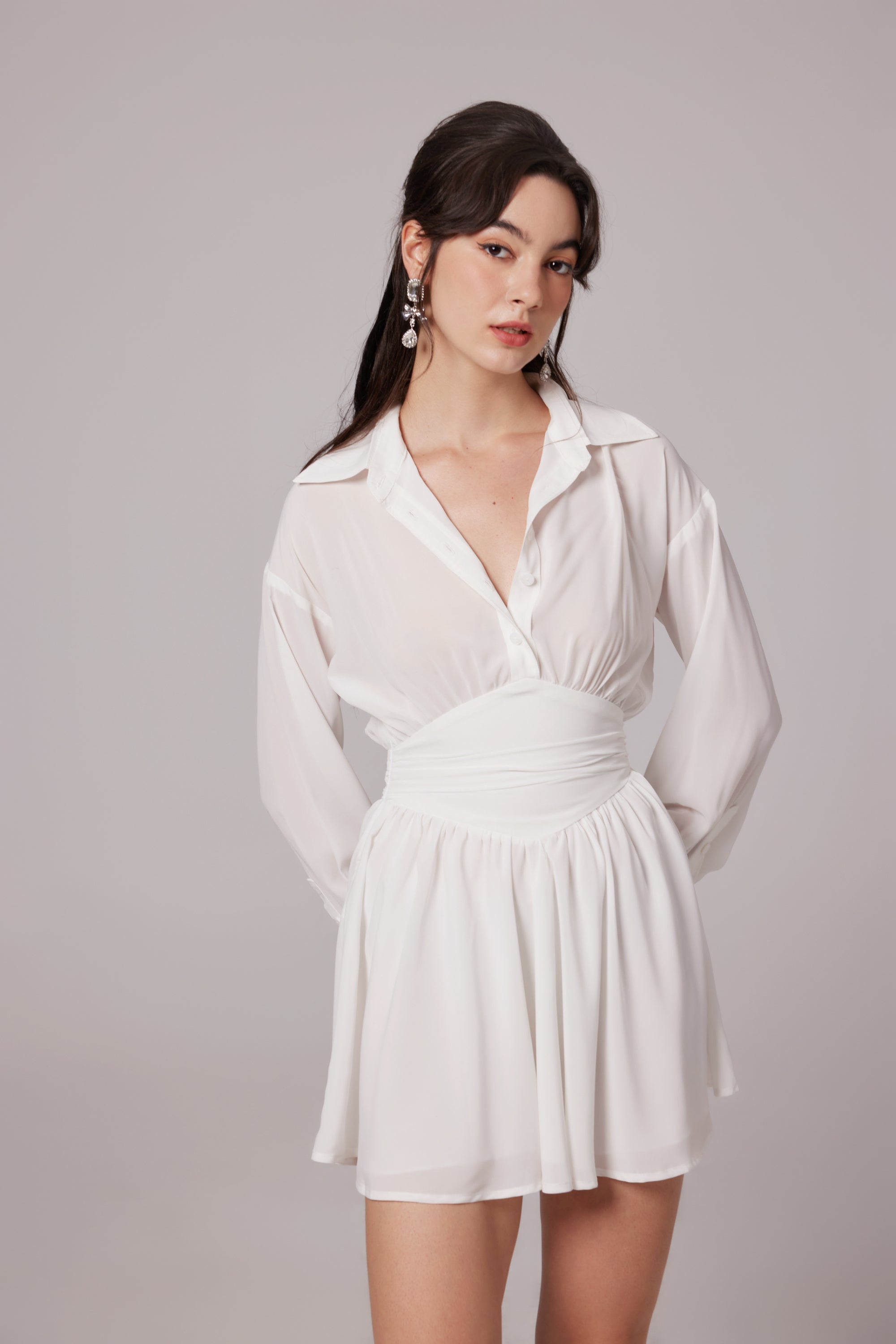 Snow White ruched mini shirt dress (US Only)