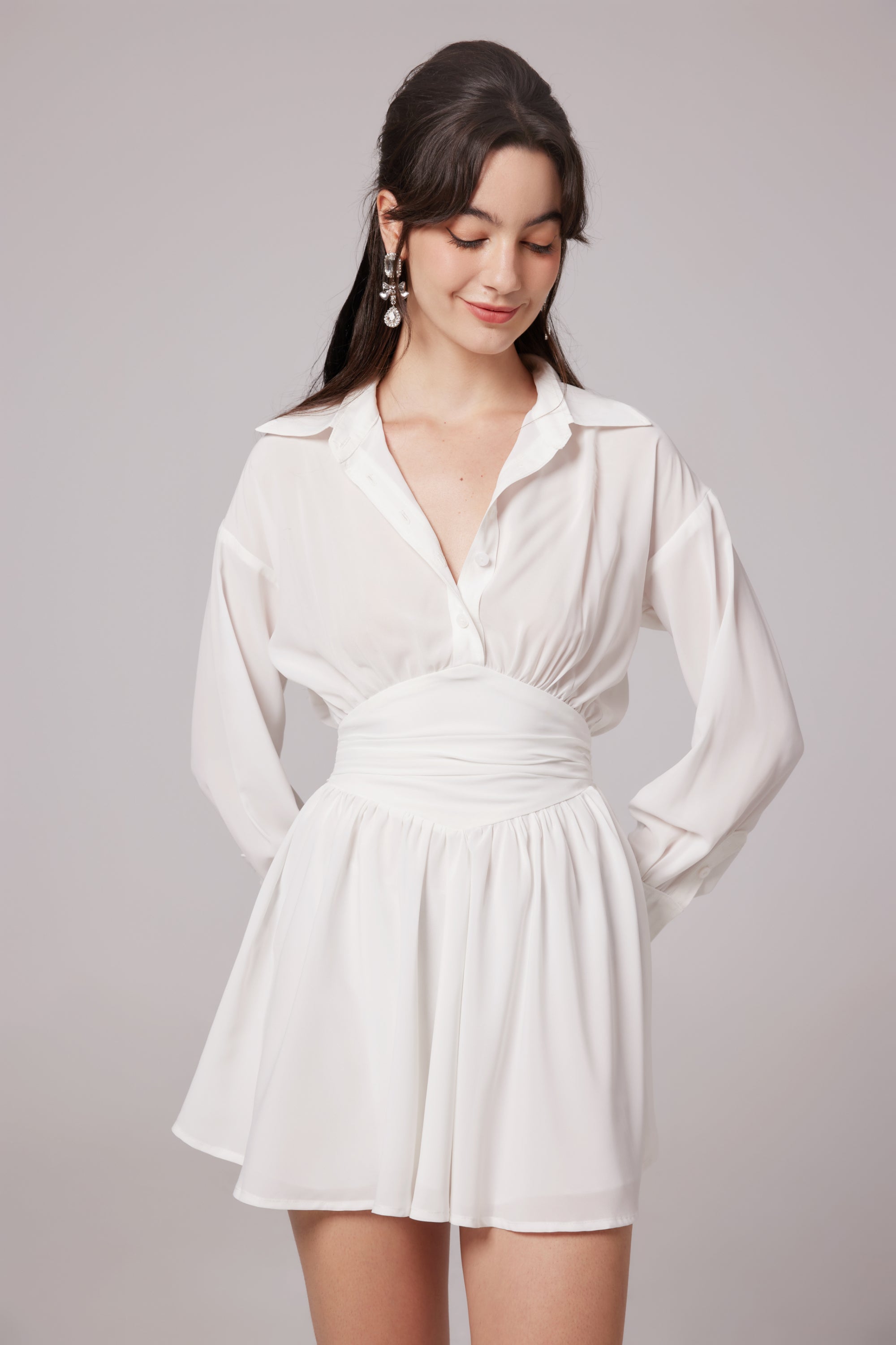 Snow White ruched mini shirt dress (US Only)