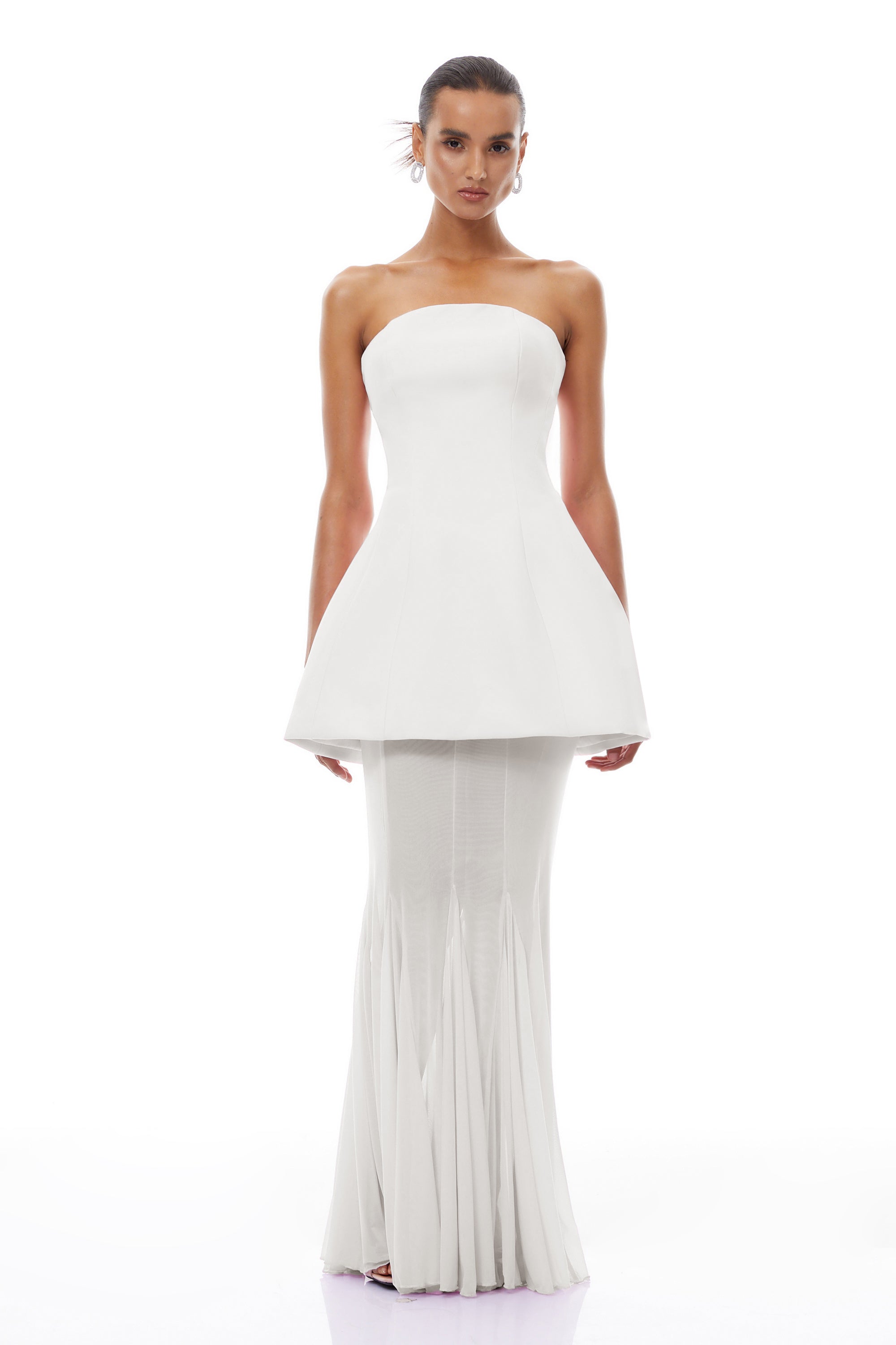Mélanie White Corset Dress & Mesh Skirt Set
