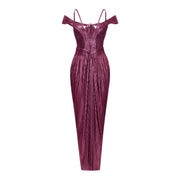 Marise Pink Draped Satin Maxi Dress